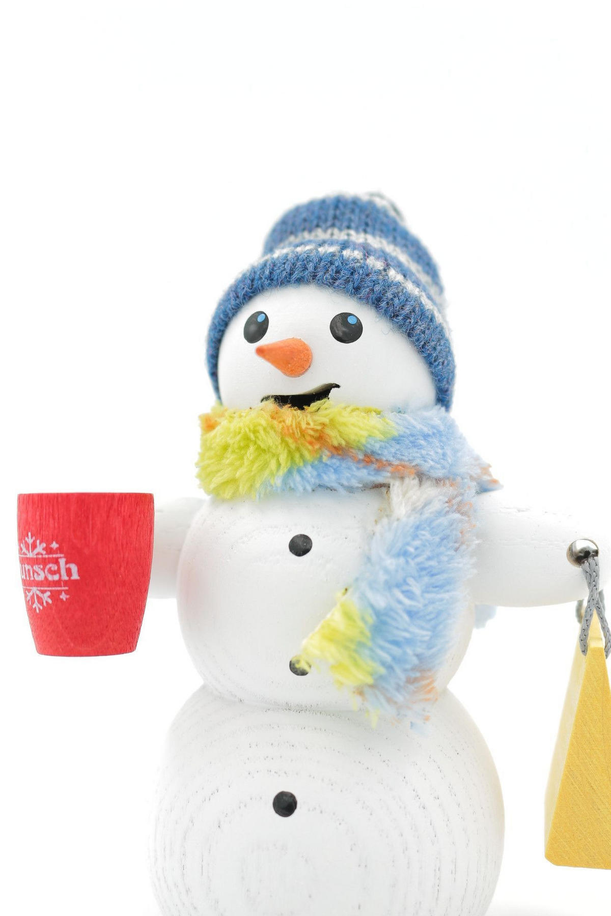 RAUCHFIGUR Schneemann mit Glühweintasse 13 cm - Multicolor, Holz (6/13/10cm)