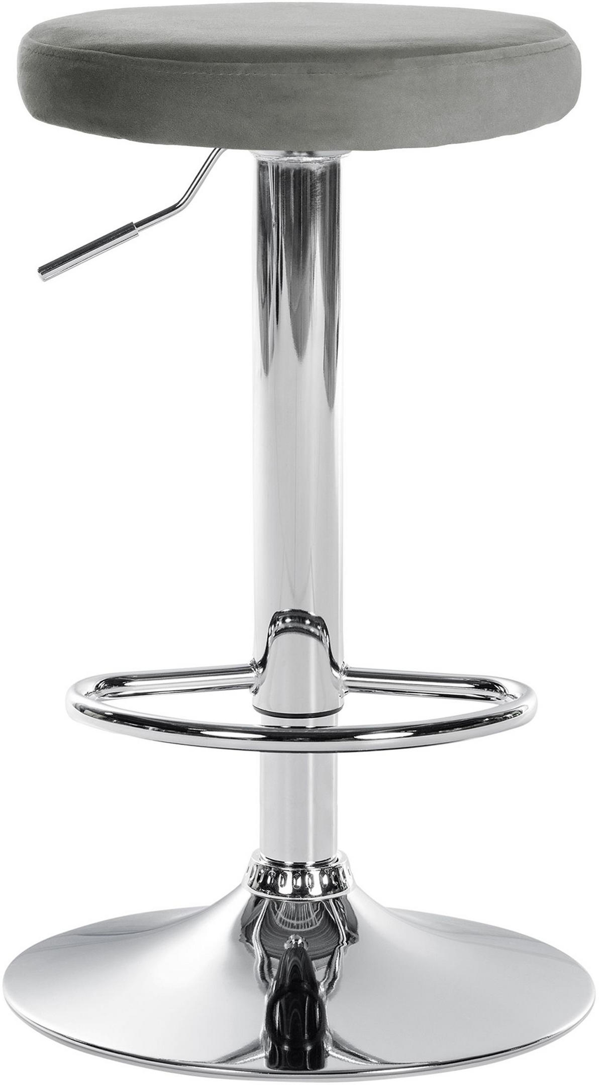 BARHOCKER 2er Set Pontius Samt chrom grau - Chromfarben/Grau, Textil/Metall (38.5/81/38.5cm) - TPFLiving