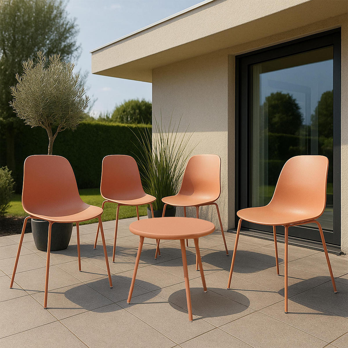 GARTENSITZGRUPPE Kunststoff Terracotta - Terracotta, Kunststoff - CLP