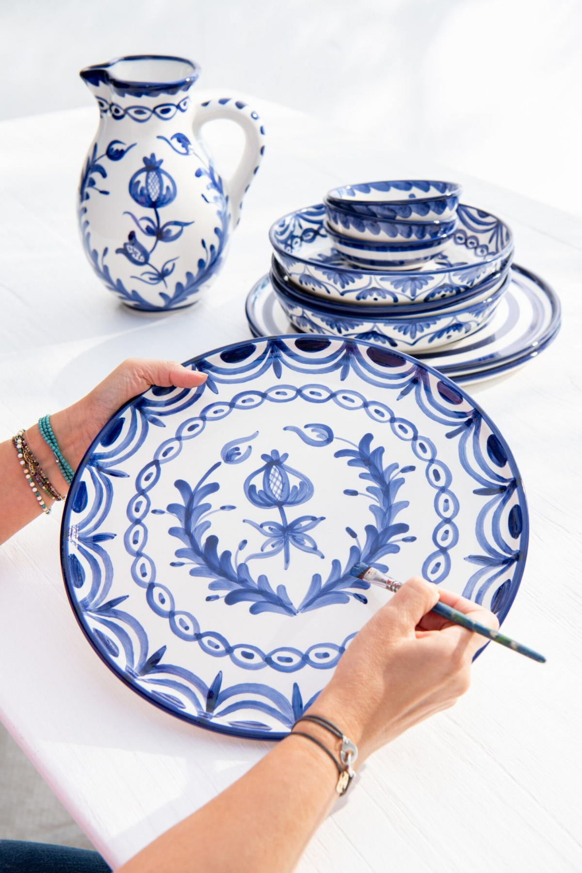 TELLER GRANADA PATTERN - Töpferei - Blau - Multicolor, Keramik (34cm) - J-Line