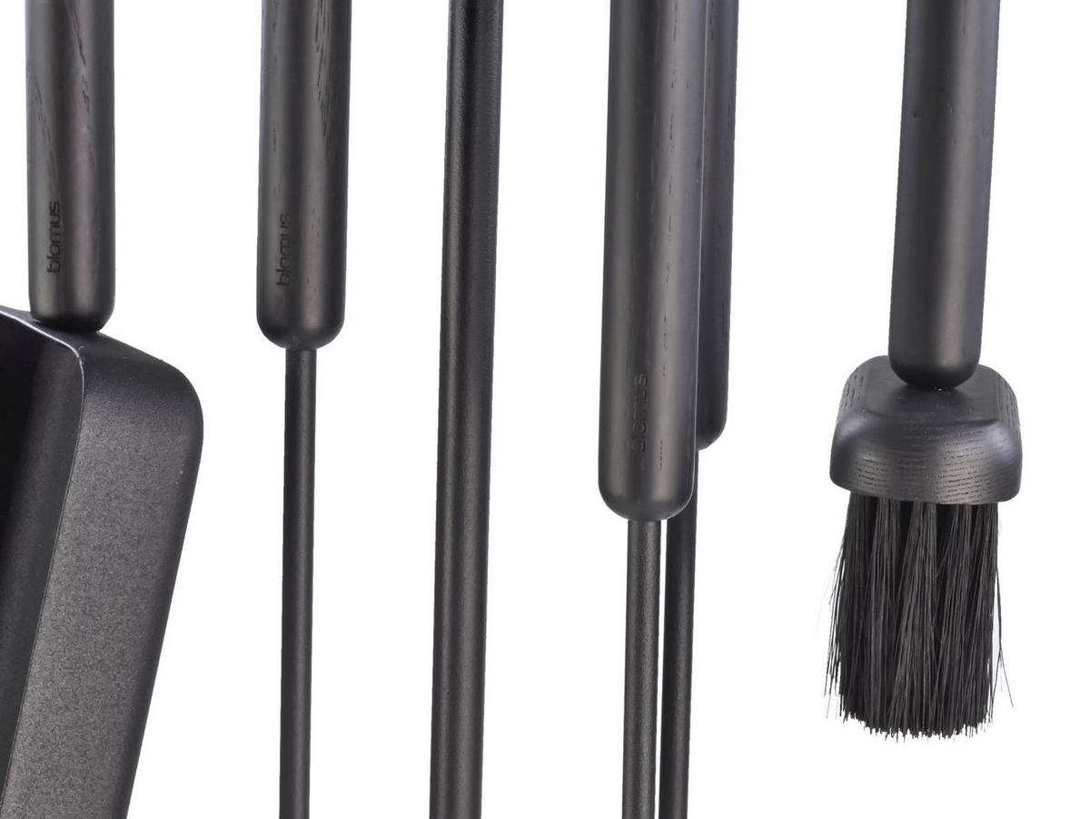 KAMINGARNITUR Ashi 5tlg schwarz Kaminbesteck Set - Schwarz, Metall (22/75/22cm) - Blomus