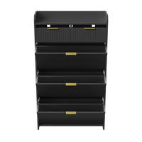 SCHUHSCHRANK Schwarz modern mit oberer Ablage & Schublade - Schwarz, Holzwerkstoff (24.2/133.5/77.1cm) - SHOPENTRA