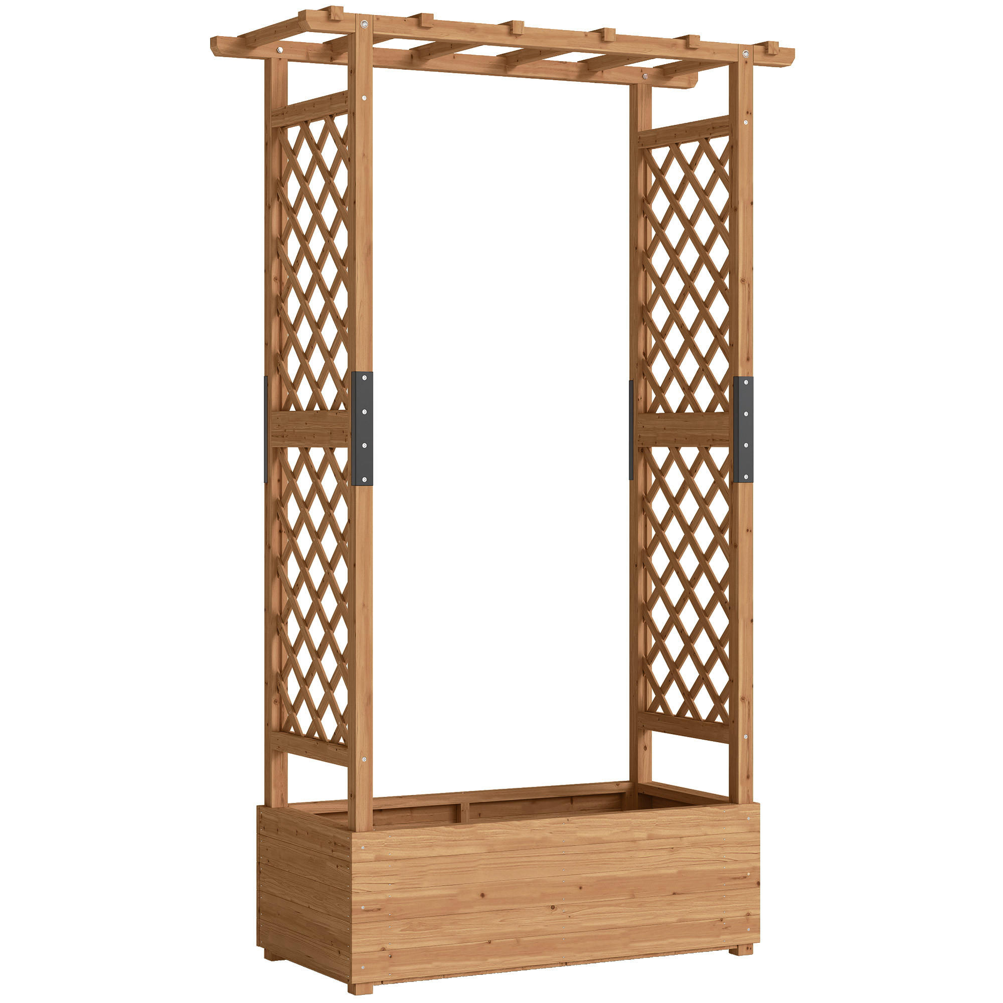 HOCHBEET mit Rankgitter & hängendem Dach, Holz Blumenkasten mit Rankhilfe - Orange, Holz (44/181/110cm) - Outsunny