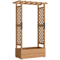 HOCHBEET mit Rankgitter & hängendem Dach, Holz Blumenkasten mit Rankhilfe - Orange, Holz (44/181/110cm) - Outsunny