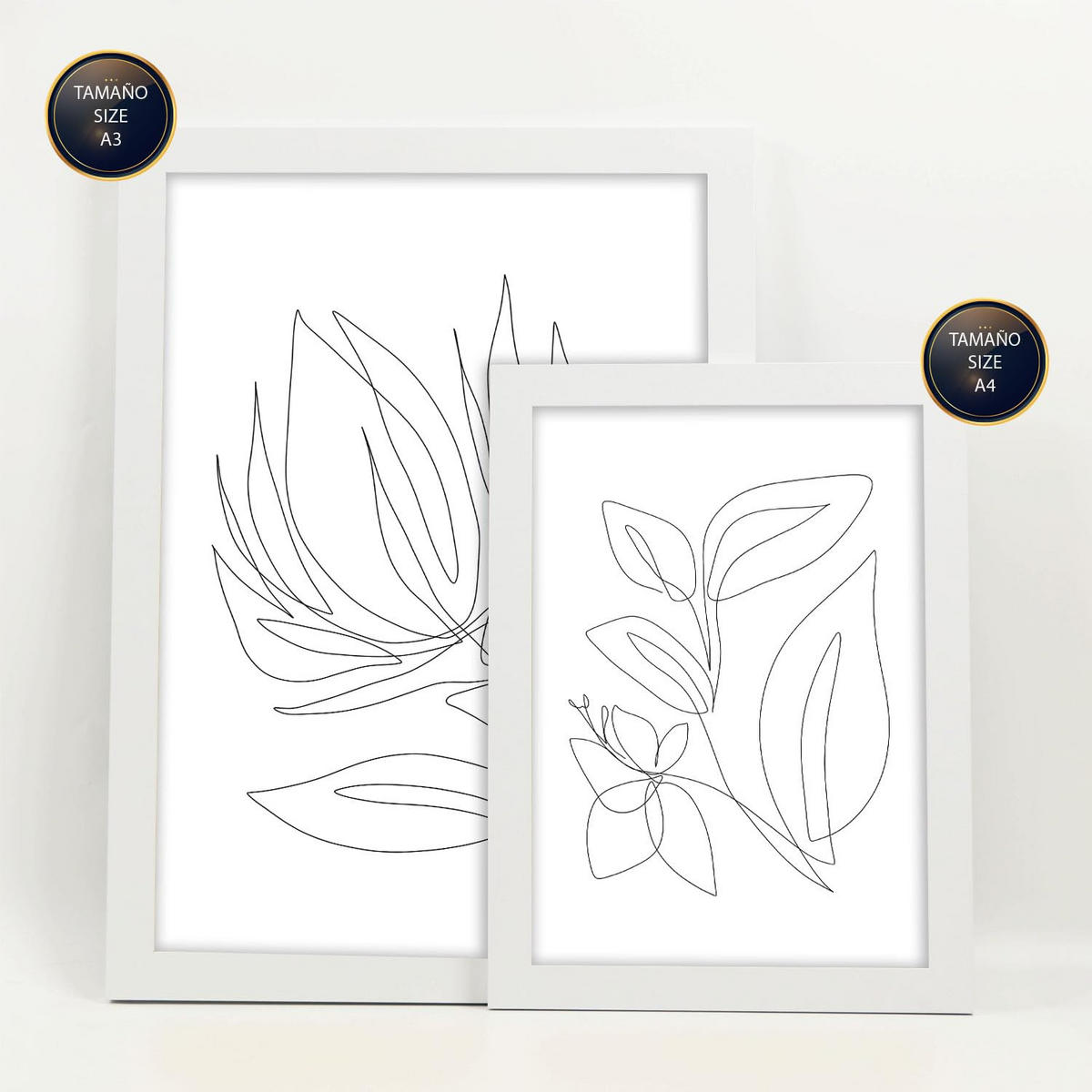 POSTER Set Mit 6 Fairer Fiore In Blume Zusammenfassung Ästhetische Dekorative Gemälde Für Ihr Wohnzimmer, Schlafzimmer, Zuhause A3 & A4 Weißer Rahmen - Weiß, Papier (29/3cm) - Nacnic
