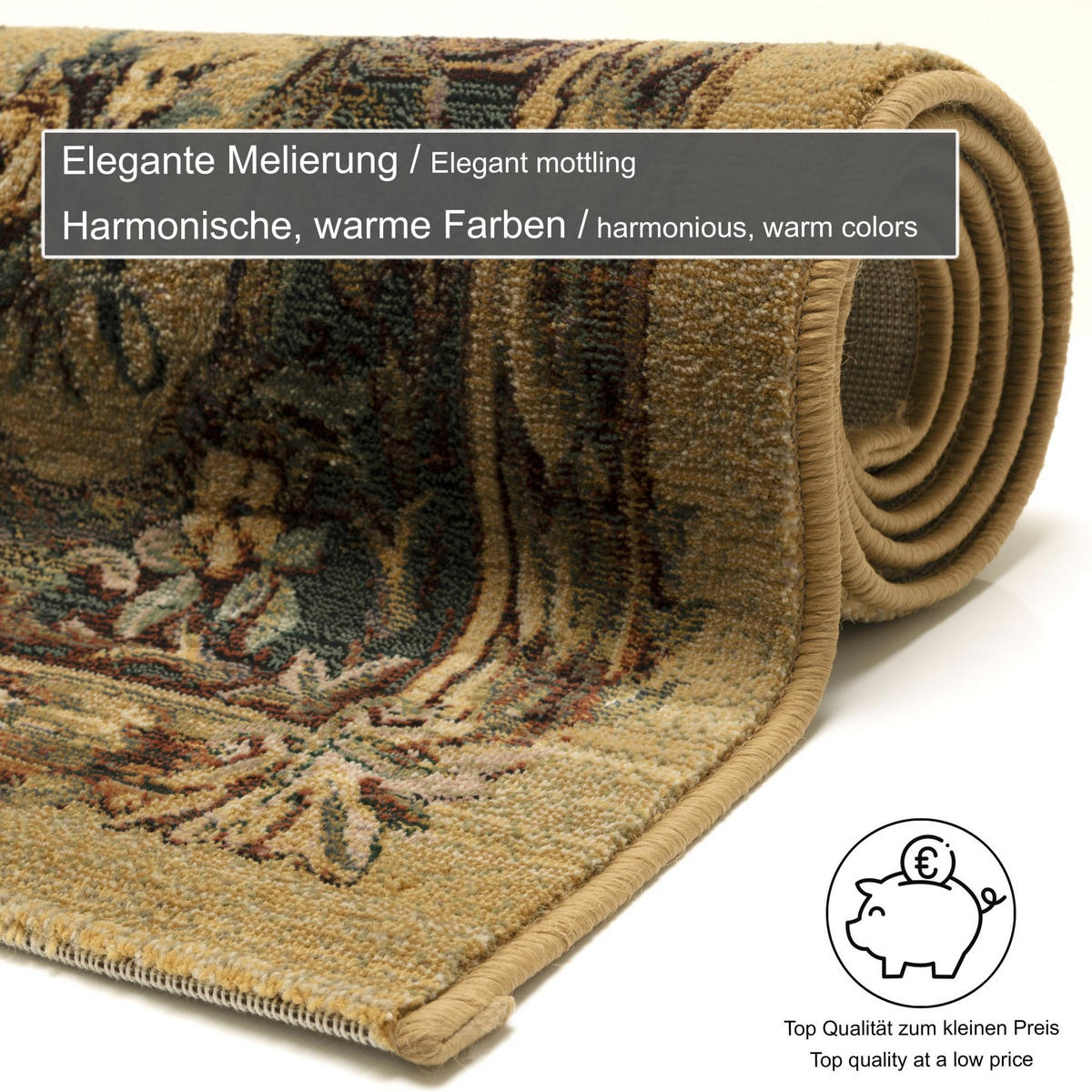 WEBTEPPICH Gabiro 856 Bettumrandung 68x570 cm - Beige, Textil (68/570cm) - THEKO