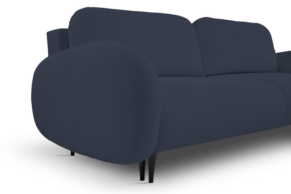 SOFA SOFT RunAgin Mit Schlaffunktion Und Bettkasten, PUR-Schaum, Schwarze Kunststofffüße, lose Rückenkissen, freistehend, 232x109x95 cm Blue - Blau, Holz/Textil (232/95/109cm) - DomoHome