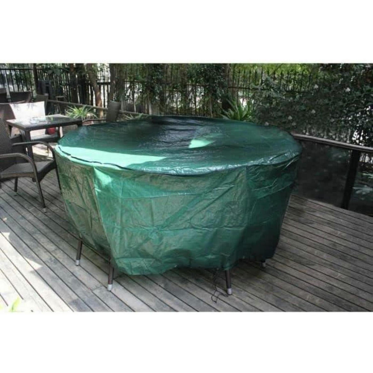 MÖBELABDECKUNG Rund Grün 163 x 71 cm - Grün, Kunststoff (163/90/163cm)