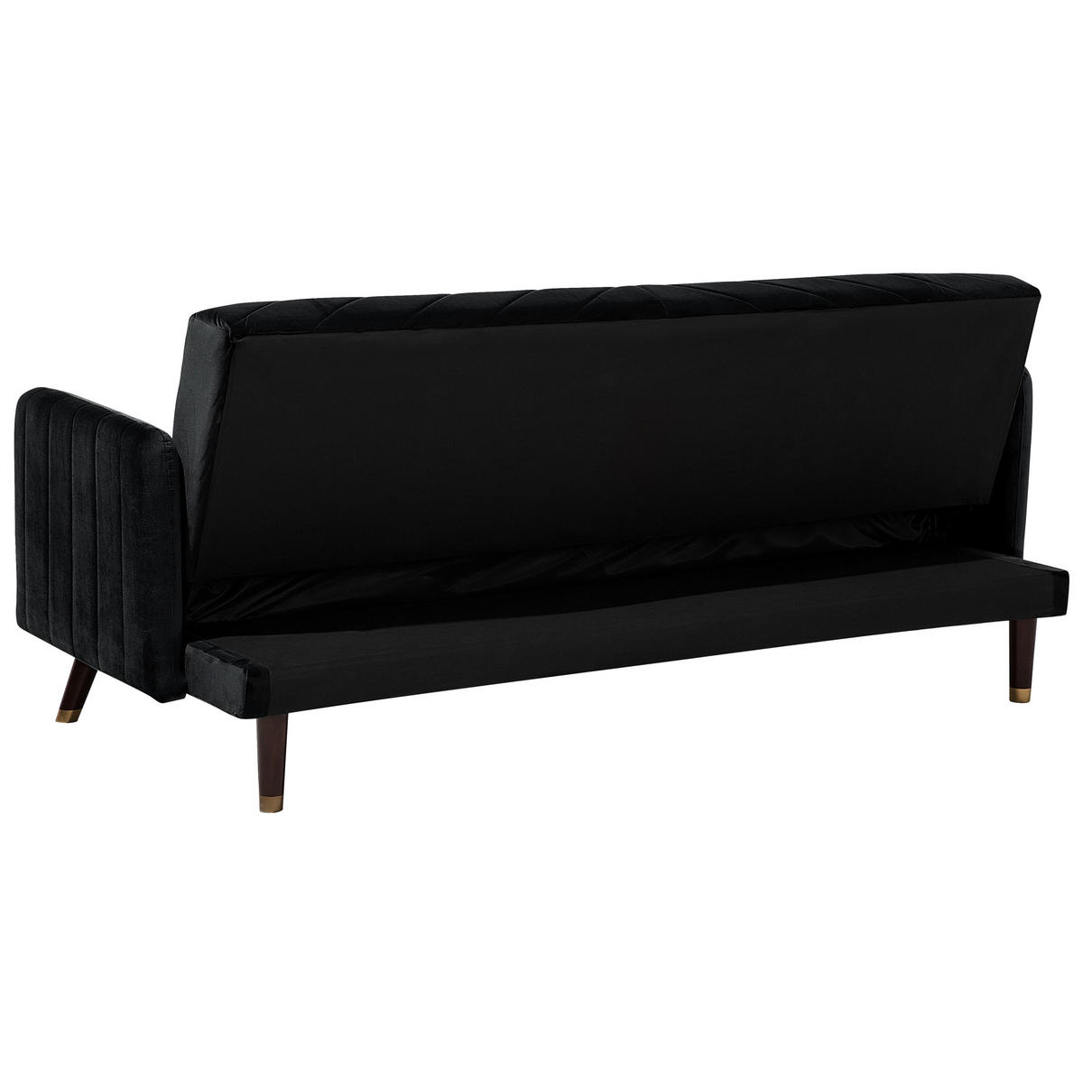 3-SITZER-SCHLAFSOFA Samtstoff Schwarz Senja - Schwarz, Textil (200/87/95cm) - Beliani