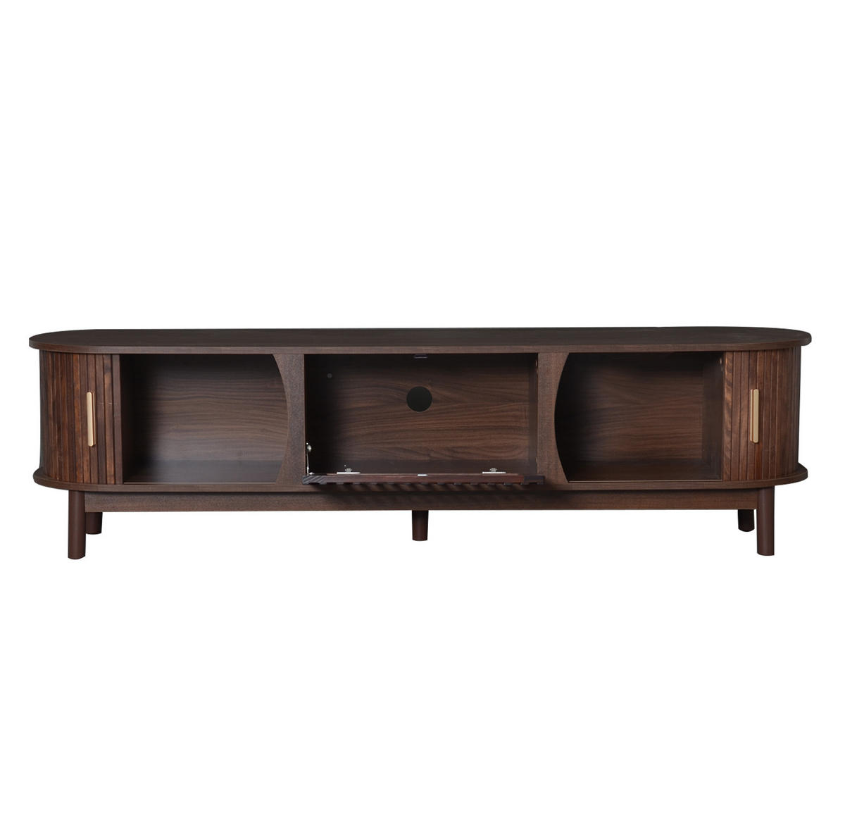 TV stolek 165/39,5/46 cm s posuvnými a výklopnými dvířky, MDF, Hnědá - hnědá, kompozitní dřevo (165/46/39.5cm) - Redom