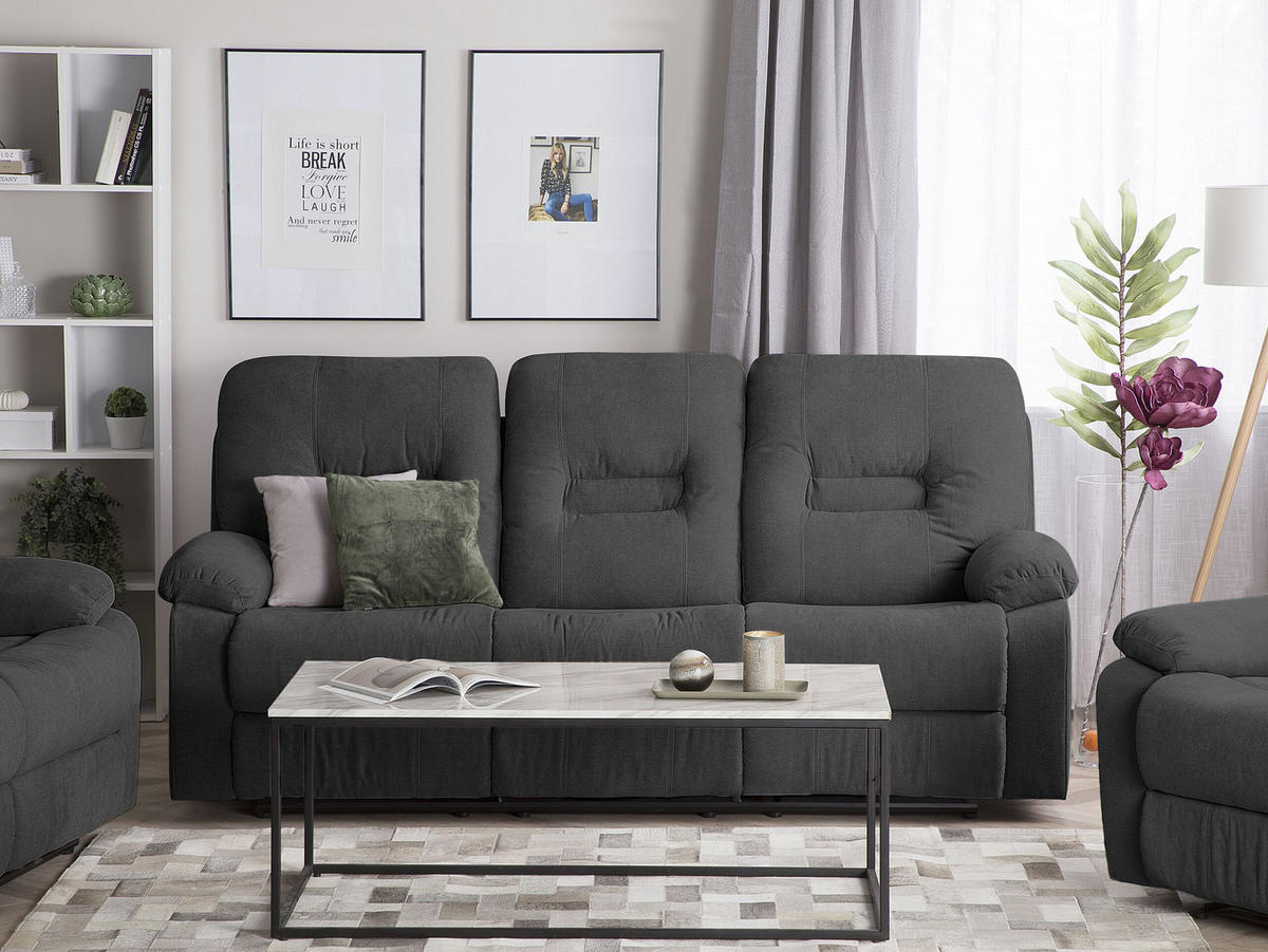 3-SITZER-SOFA Polsterbezug Dunkelgrau Bergen - Dunkelgrau, Textil (204/101/73cm) - Beliani