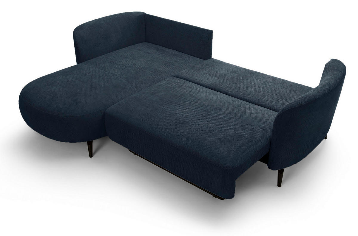 ECKSOFA auf Füßen Kendra 260 cm mit Schlaffunktion, Links, Dunkelblau - Dunkelblau, Holz (260/180cm) - Emporius