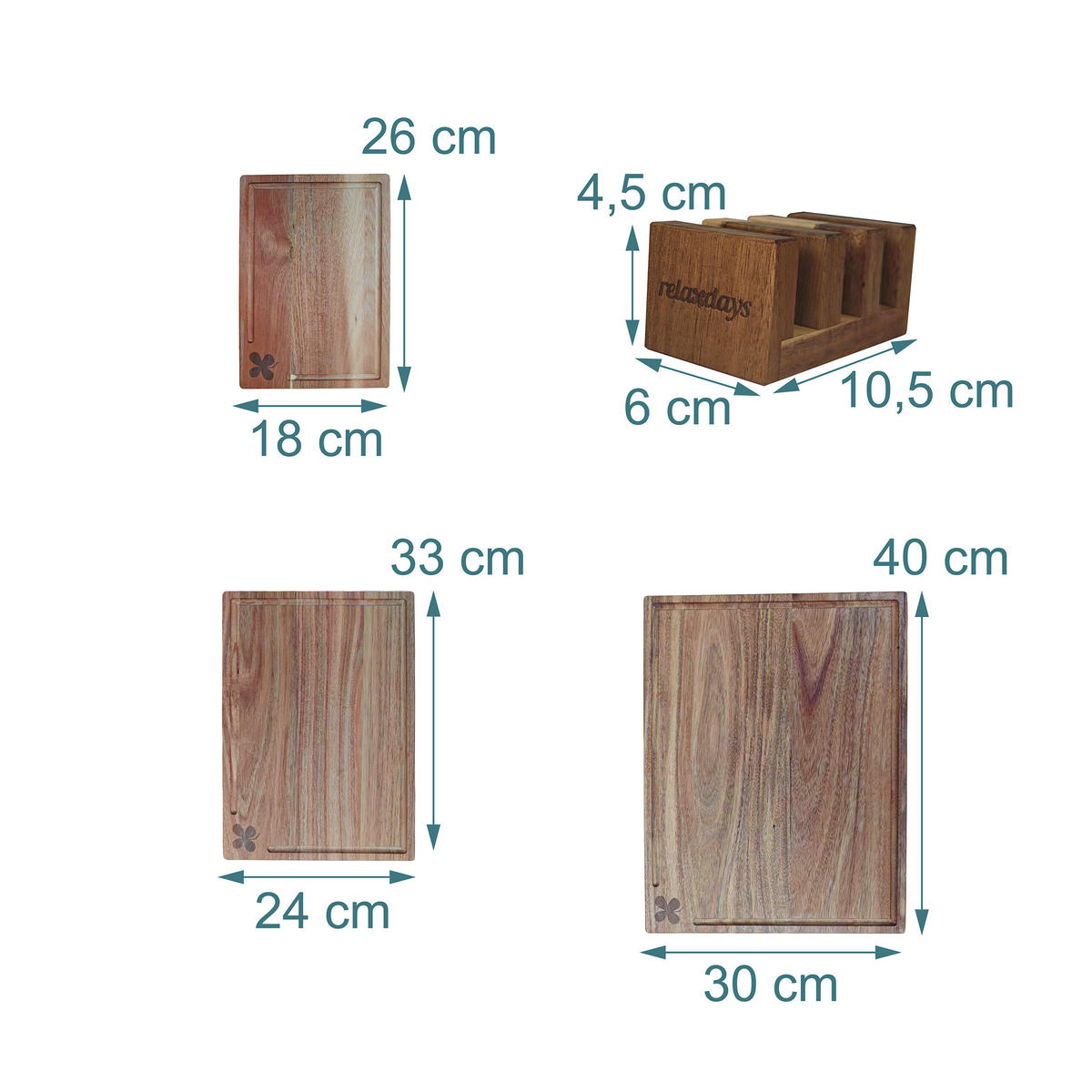 3-TLG.SCHNEIDEBRETT-SET - Braun, Holz (40/30cm) - Relaxdays