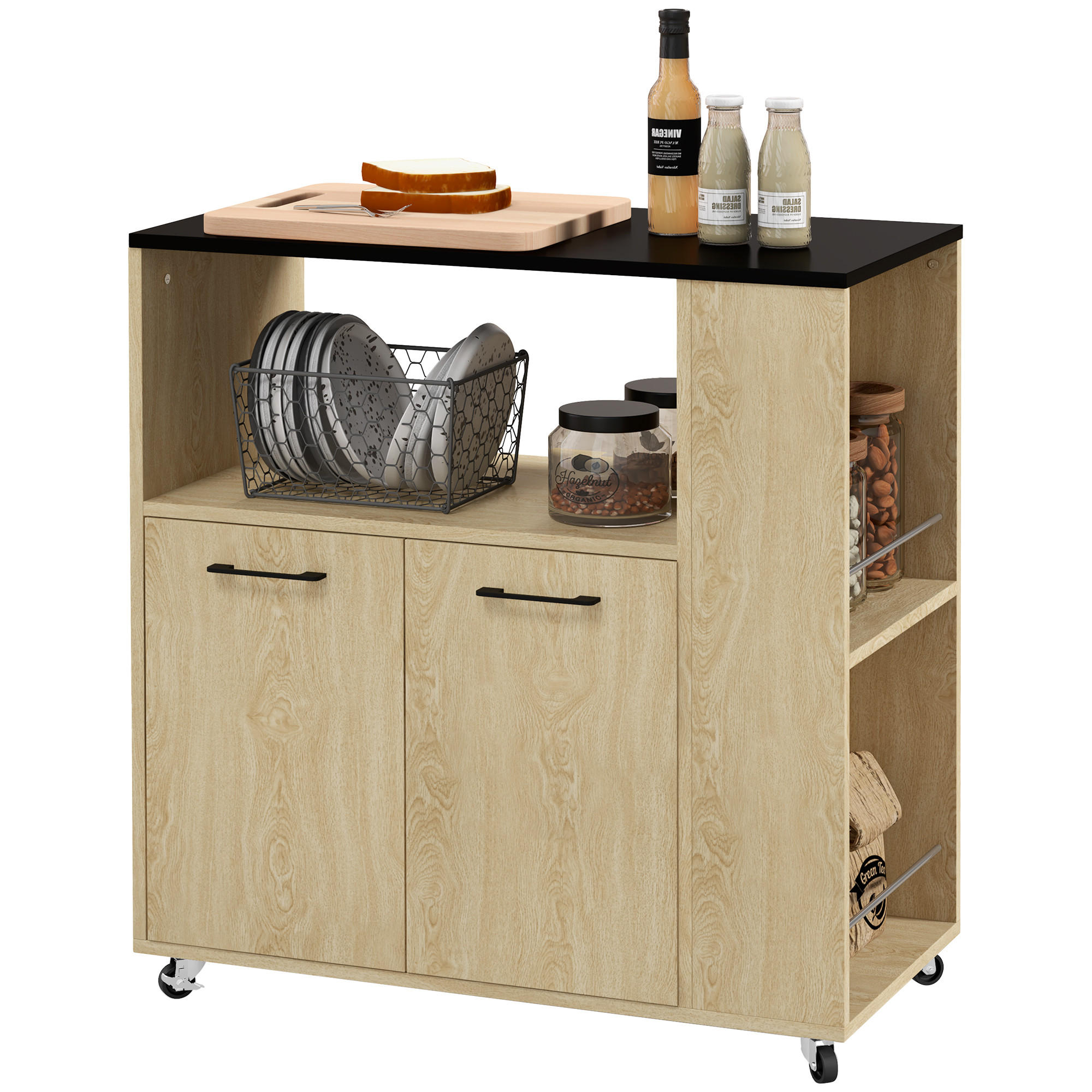 KÜCHENWAGEN, Spanplatten-Wagen mit Schrank, 75 x 40 x 80,5 cm - Multicolor, Metall (75/80.5/40cm) - FORIOUS