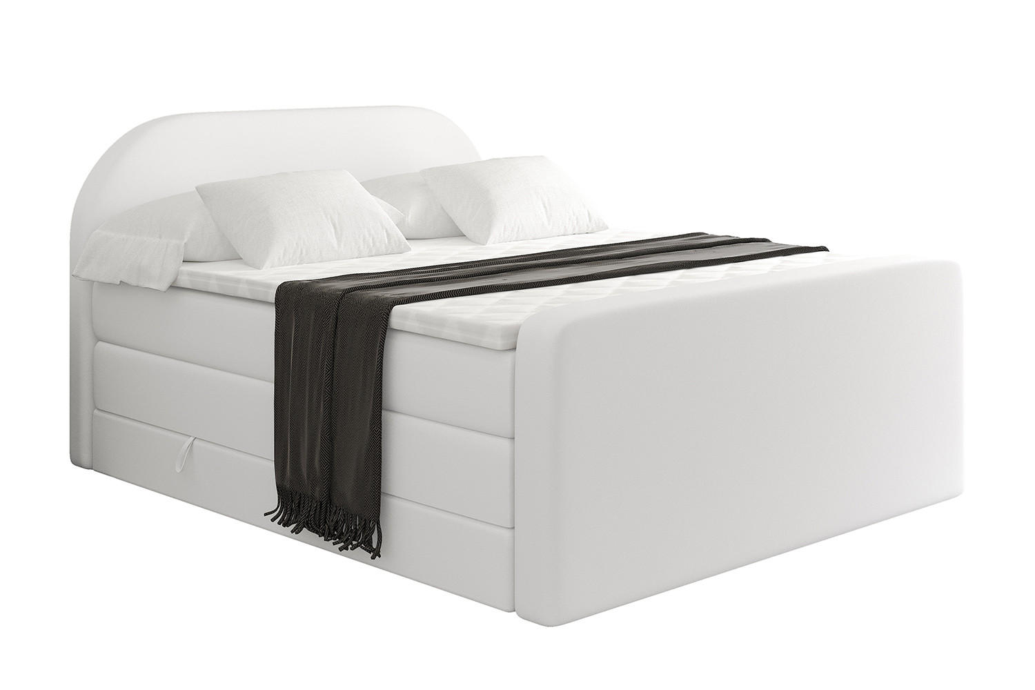 BOXSPRINGBETT mit Matratze und Lattenrost - NOX-Z KING-120x200 - Weiß Kunstleder - Weiß, Holzwerkstoff (120/200cm) - ALTDECOR