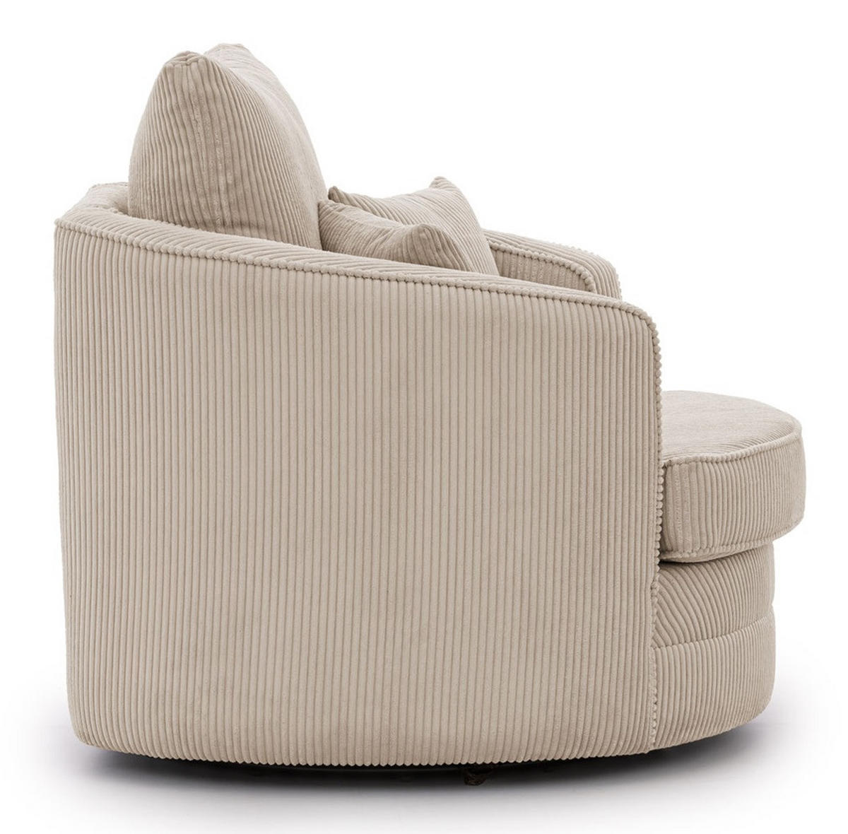 DREHSESSEL Ted aus Beige Cord-Stoff - Beige/Schwarz, Holz/Textil (107/94/100cm) - S-Style Möbel