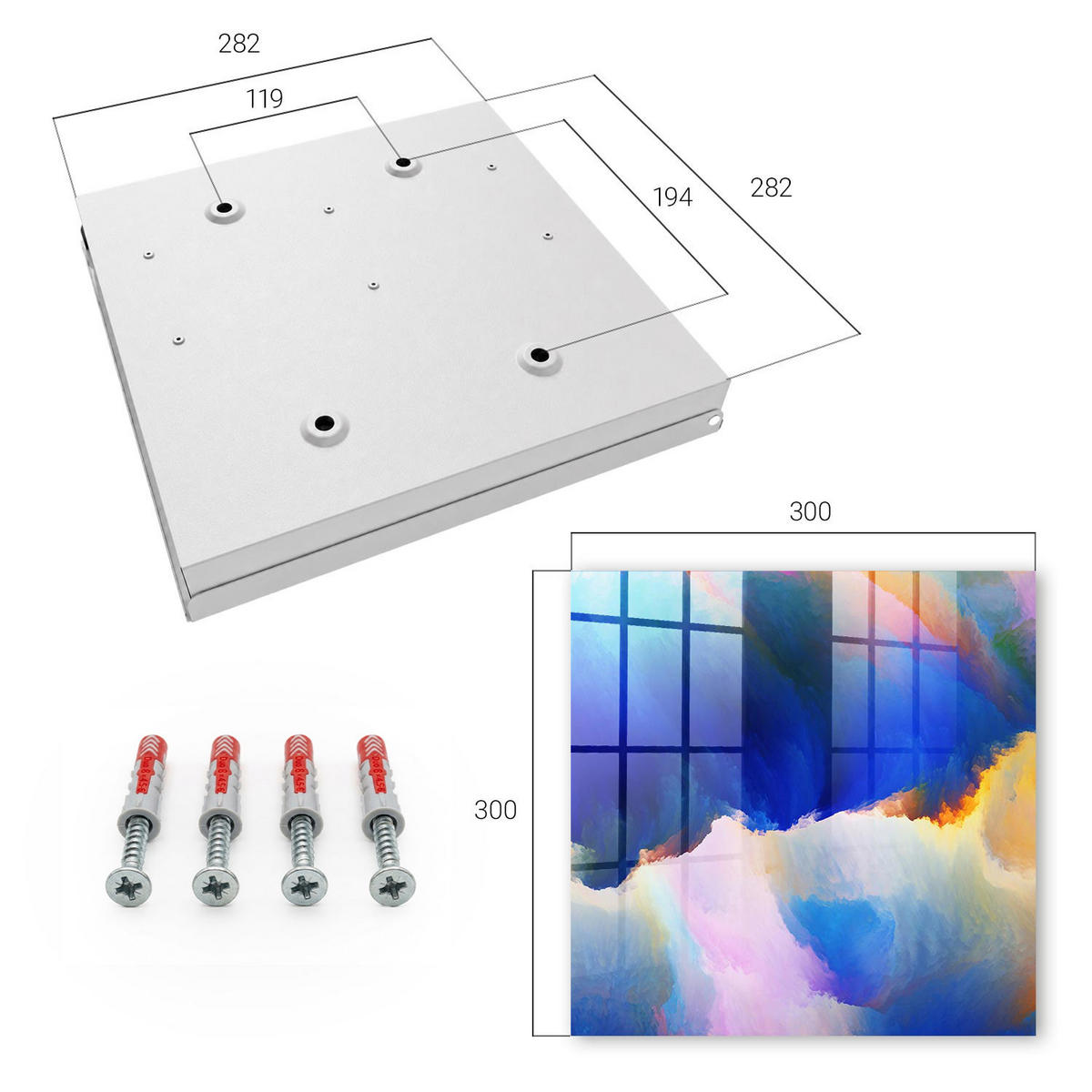 SCHLÜSSELBOX Weiß 30x30 cm – Türöffnung nach rechts - Farbexplosion - Blau, Metall (30/30/5cm) - TULUP