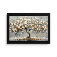 POSTER MIT RAHMEN Baum - Blumen - Weiß - Natur - Kunst 30x20 cm - Weiß, Papier (30/20cm) - MuchoWow