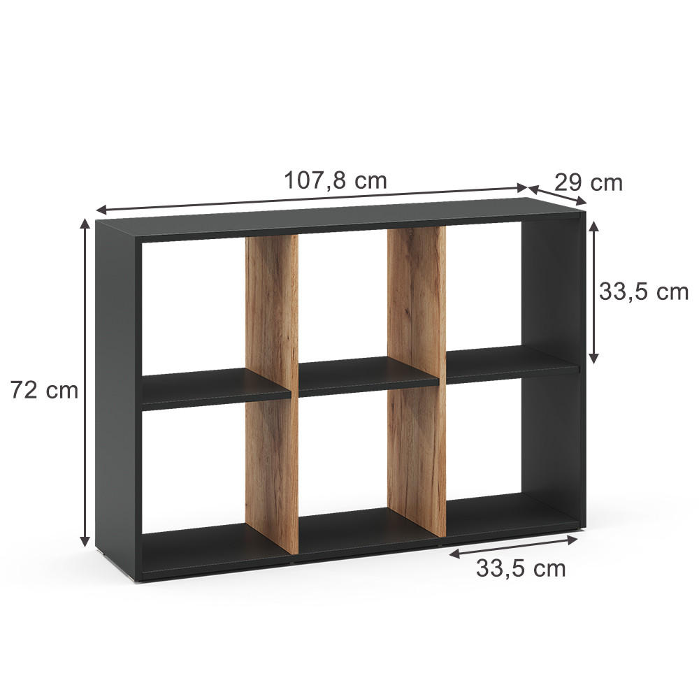 RAUMTEILER Karree Anthrazit/Goldkraft Eiche 72 x 107.8 cm - Honigeiche/Anthrazit, Holzwerkstoff (72/107.8/29cm) - Vicco
