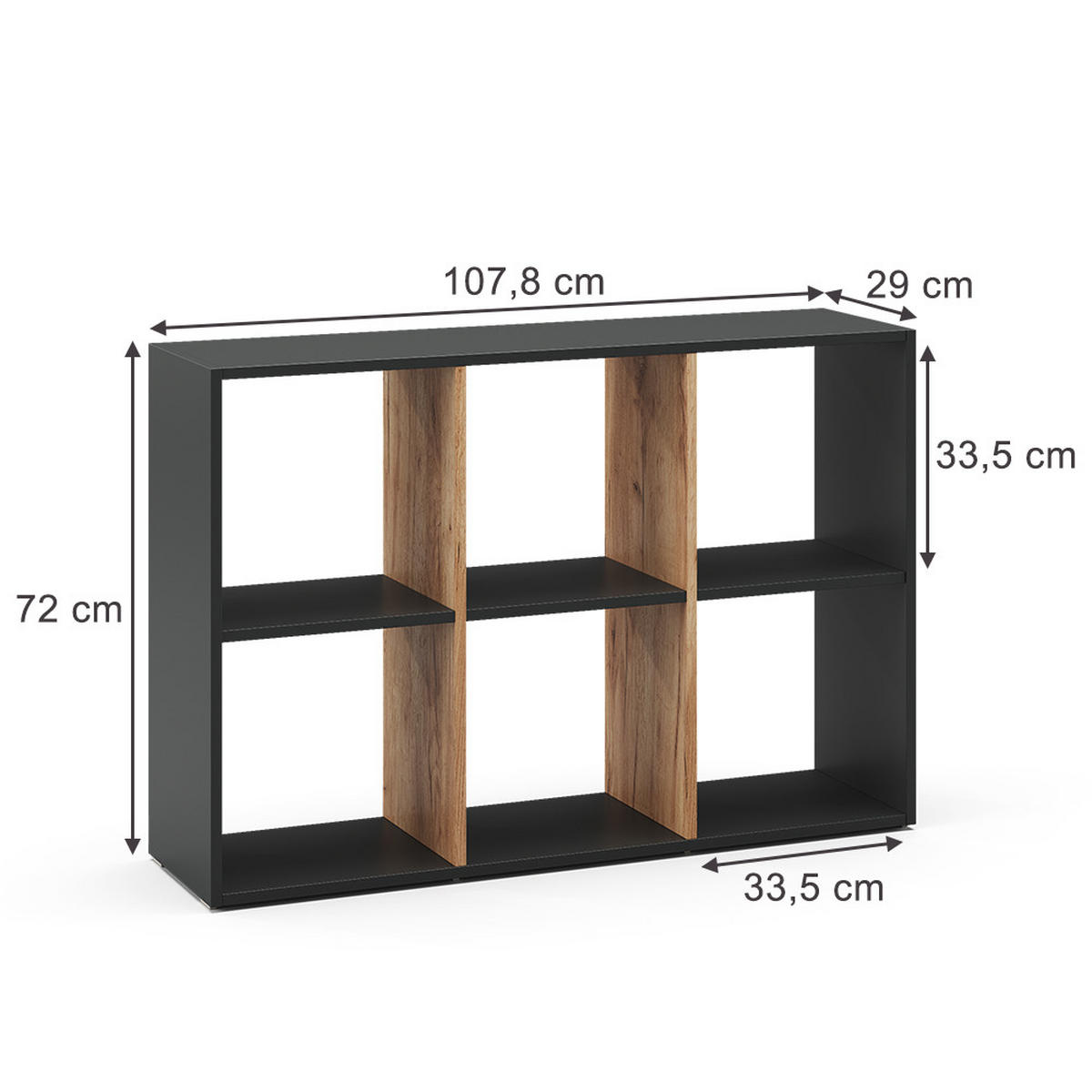RAUMTEILER Karree Anthrazit/Goldkraft Eiche 72 x 107.8 cm - Honigeiche/Anthrazit, Holzwerkstoff (72/107.8/29cm) - Vicco