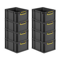 EUROBOX 8x NextGen Color 22x30x40 cm 20 Liter Griffe gelb zu, Schwarz - Gelb/Schwarz, Kunststoff (30/22/40cm) - PROREGAL