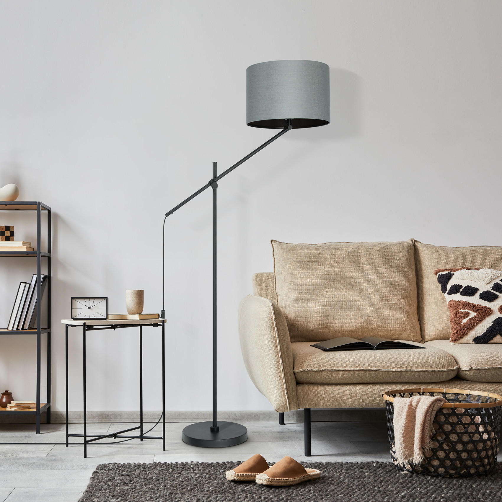 STEHLEUCHTE Tom - Grau, Metall (83/38/162.6cm) - Paco Home
