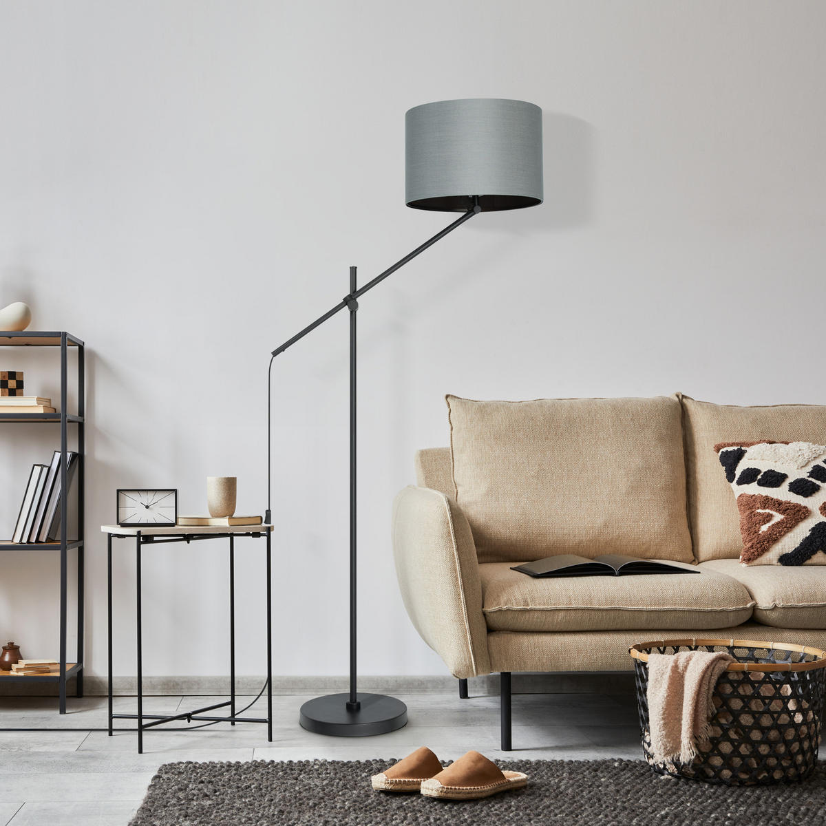 STEHLEUCHTE Tom - Grau, Metall (83/38/162.6cm) - Paco Home
