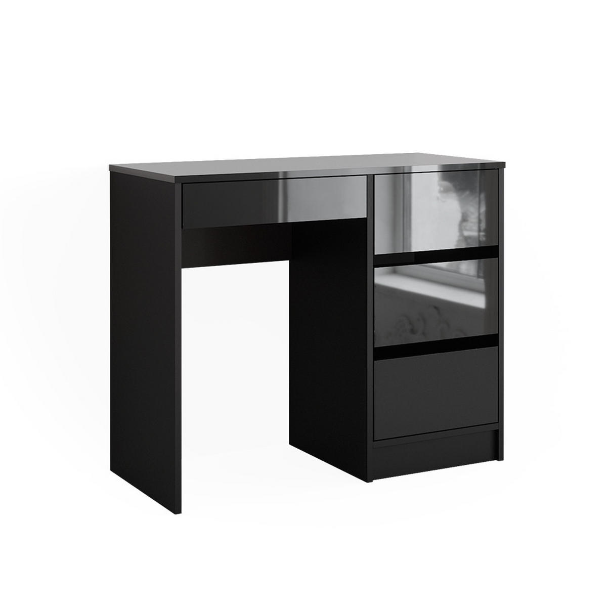 SCHREIBTISCH Sherry Anthrazit Hochglanz 90 x 40 cm mit Schubladen - Schwarz Hochglanz, Holzwerkstoff (40/90/75cm) - Vicco