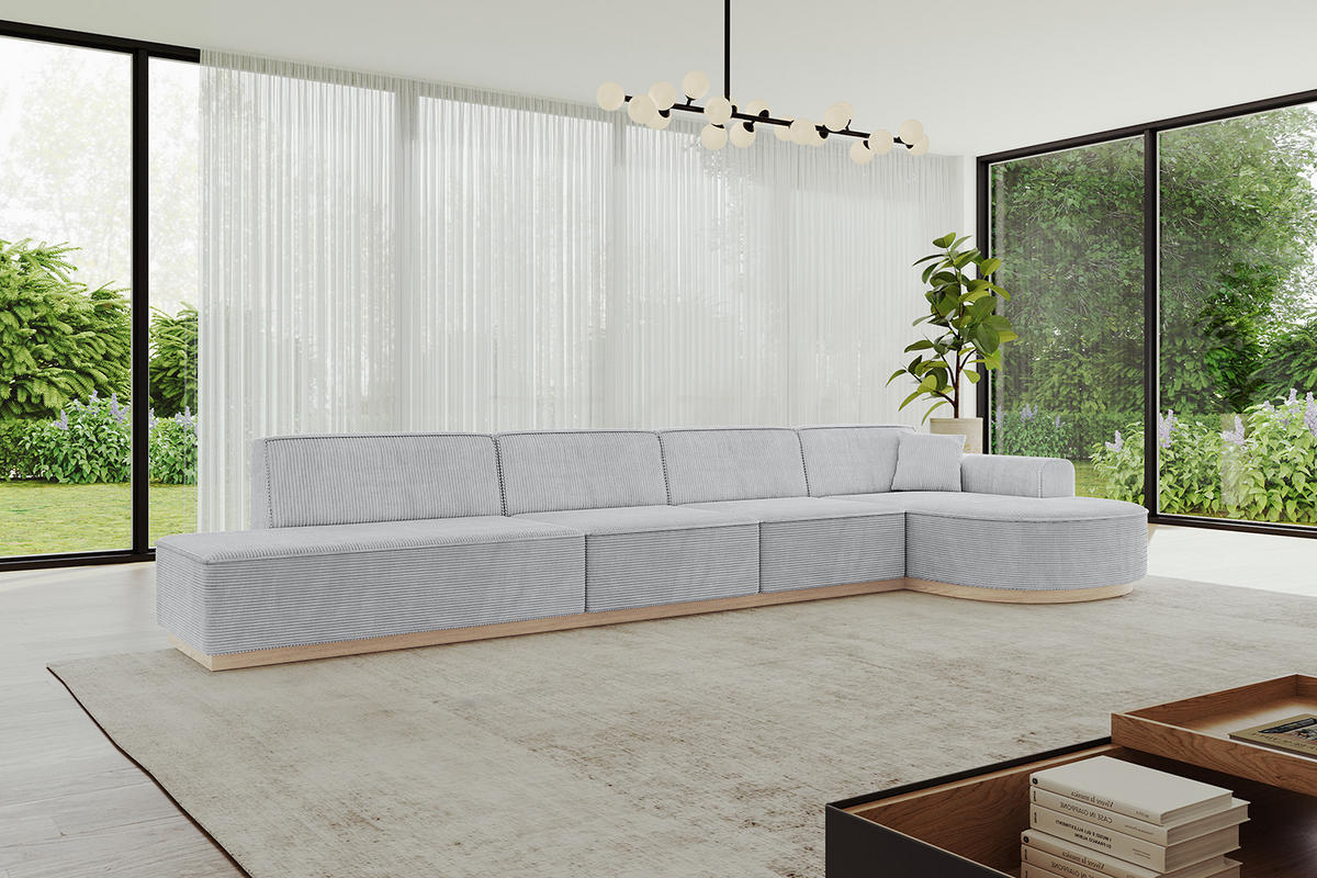 ECKSOFA Ottomane Rechts ARRIO-L3 - 413x171x83 cm Grau - Grau, Holzwerkstoff/Textil (413/171cm) - ALTDECOR