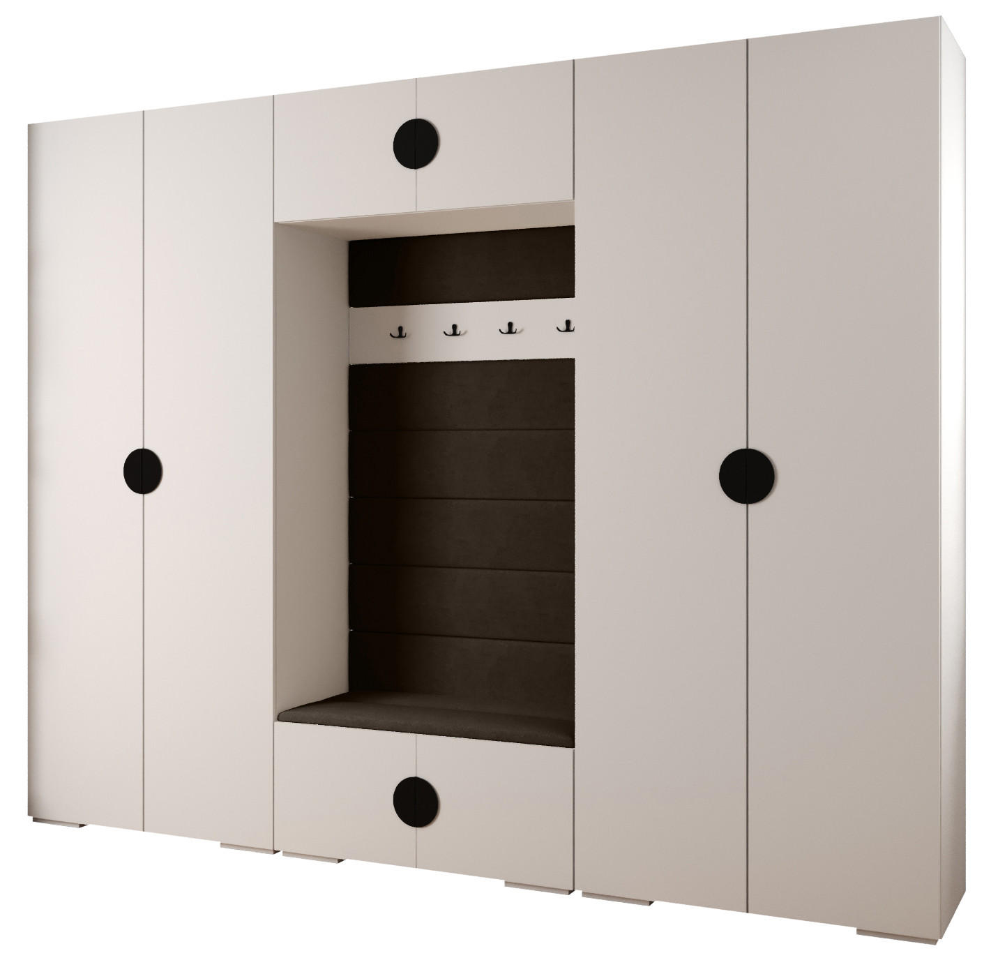 Abiks Möbel Garderoben-Set Weiß, Braun, Schwarz 300x236.7x47 cm