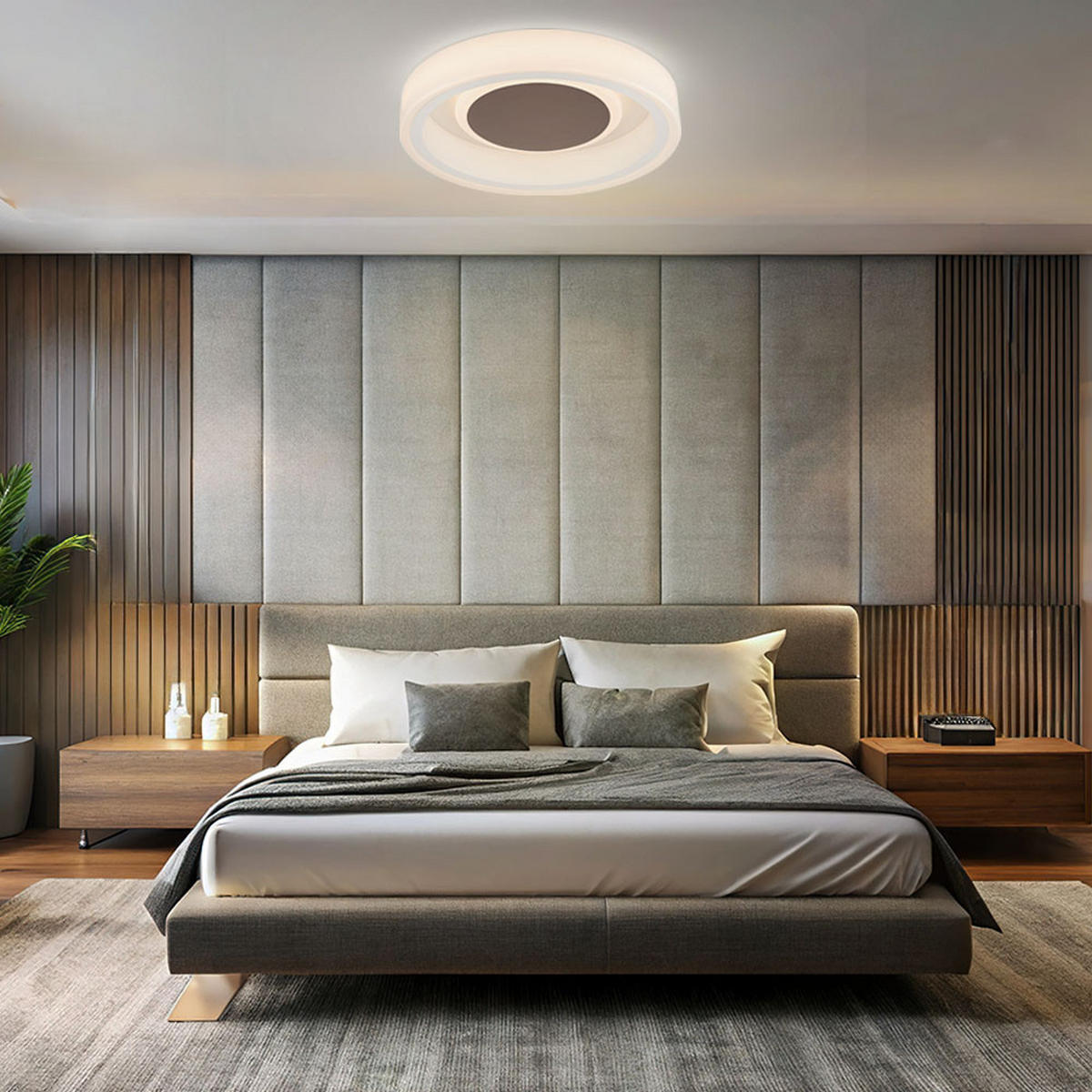 LED DECKENLEUCHTE GOFFI Metall Weiß Braun - Weiß, Metall (35.5/35.5/9cm) - Globo Lighting