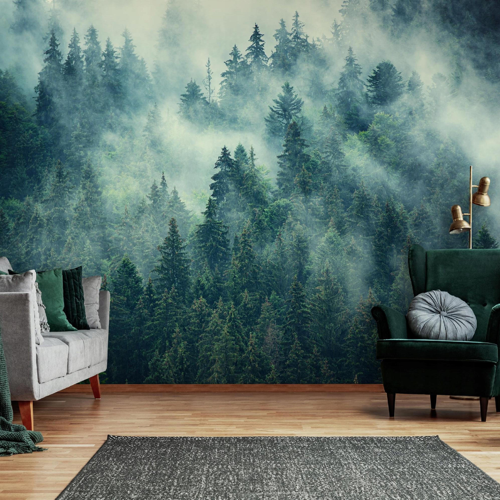 FOTOTAPETE Wald im Nebel Vliestapete 200x140 - Multicolor, Papier (200/140cm) - Wallarena