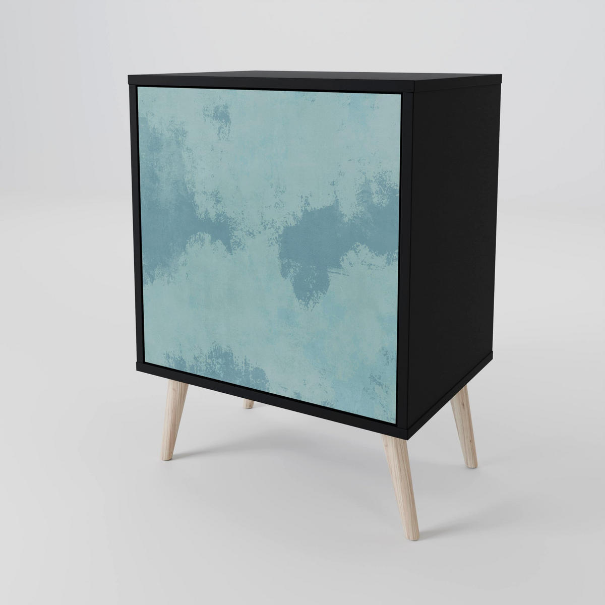 SIDEBOARD SKY WASH, Schwarz, 57,5x42x67,5 cm, Schwarze Metall-Rahmenfüße - Multicolor/Schwarz, Holzwerkstoff/Metall (57.5/67.5/42cm) - SpaceRebels