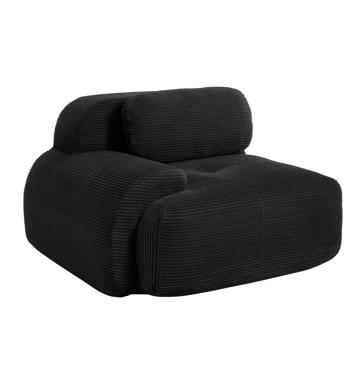 ECKSOFA 104/103/75 cm schwarz aus Cordstoff modular ohne Montage - Schwarz, Textil (103/104cm) - OKWISH