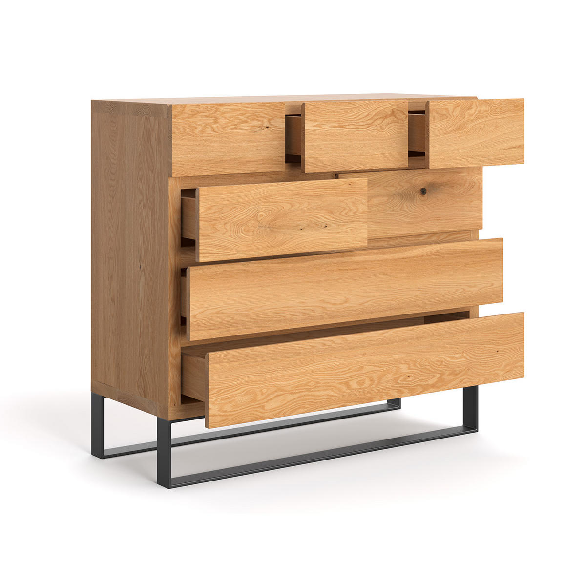 SIDEBOARD Keen aus massivem Eichenholz - Eichefarben/Naturfarben, Holz (120/112/50cm) - Danzz