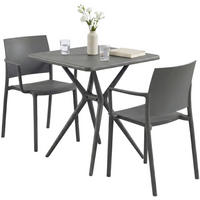 GARTENMÖBEL-SET Frida 2 Stühle 186x72x81cm Kunststoff Dunkelgrau Balkonset - Dunkelgrau, Kunststoff - DELUKE