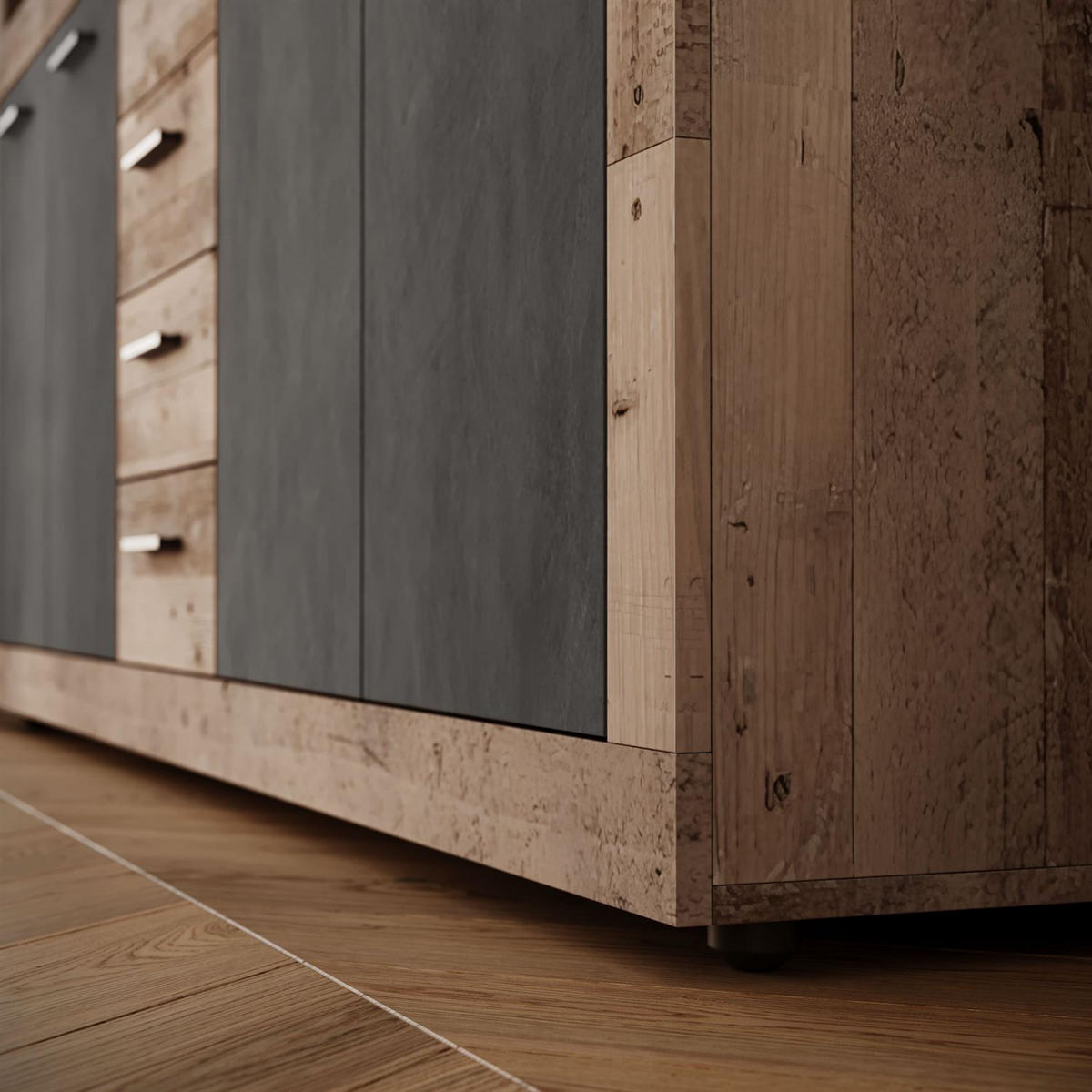 KOMMODE ROMANO mit Schubladen - Taupe/Naturfarben, Holzwerkstoff (190/96/32cm) - Lookway