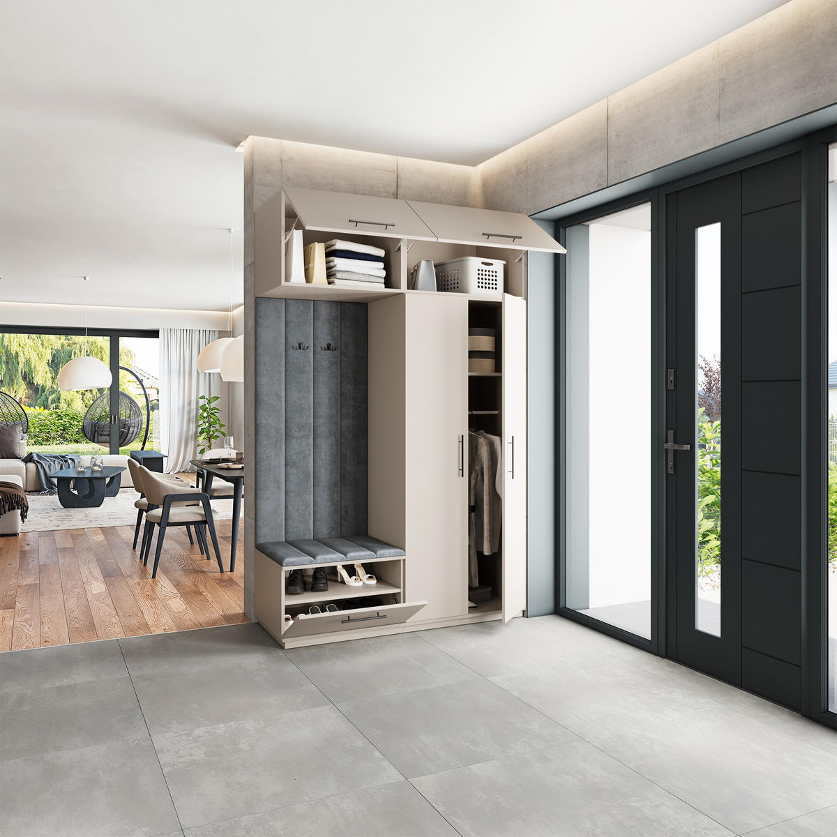 GARDEROBENSCHRANK REMA 150/240/60 cm Modern Garderobe-Set Kaschmir - Kaschmir/Grau, Holzwerkstoff (150/240/60cm) - MASSENO