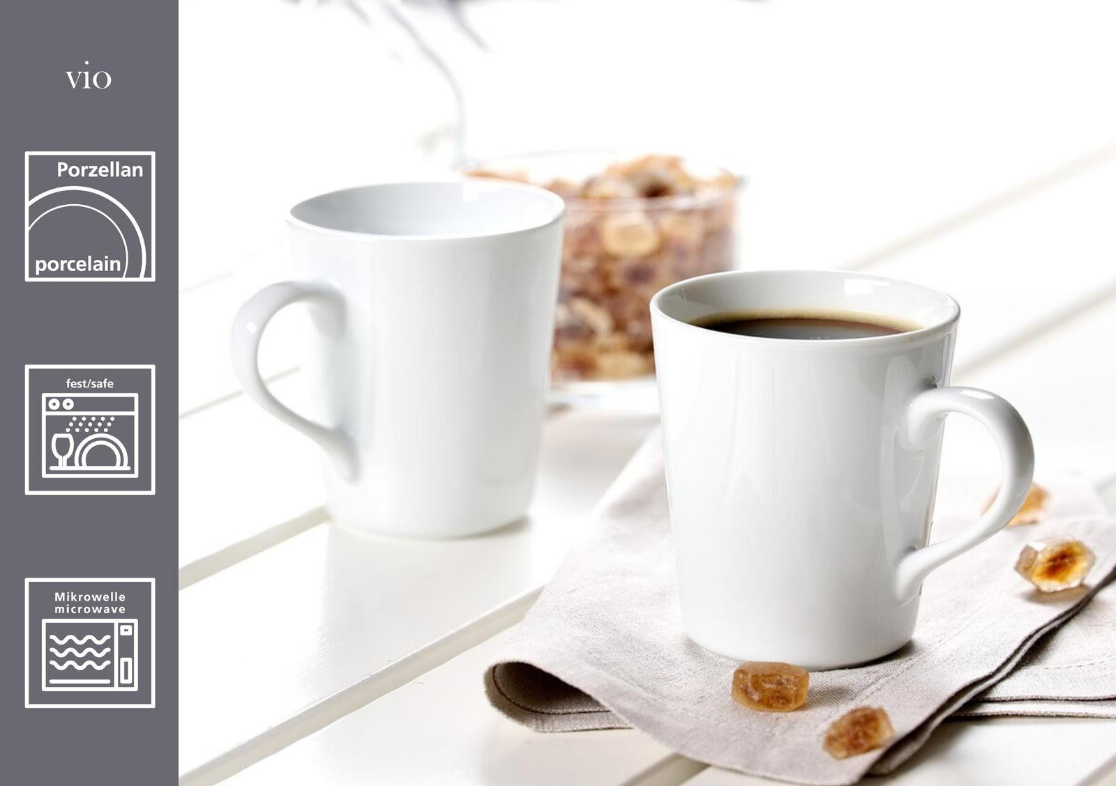 KAFFEEBECHER Vio weiß 300 ml 6er Set - Weiß, Keramik (0.3L) - Ritzenhoff Breker