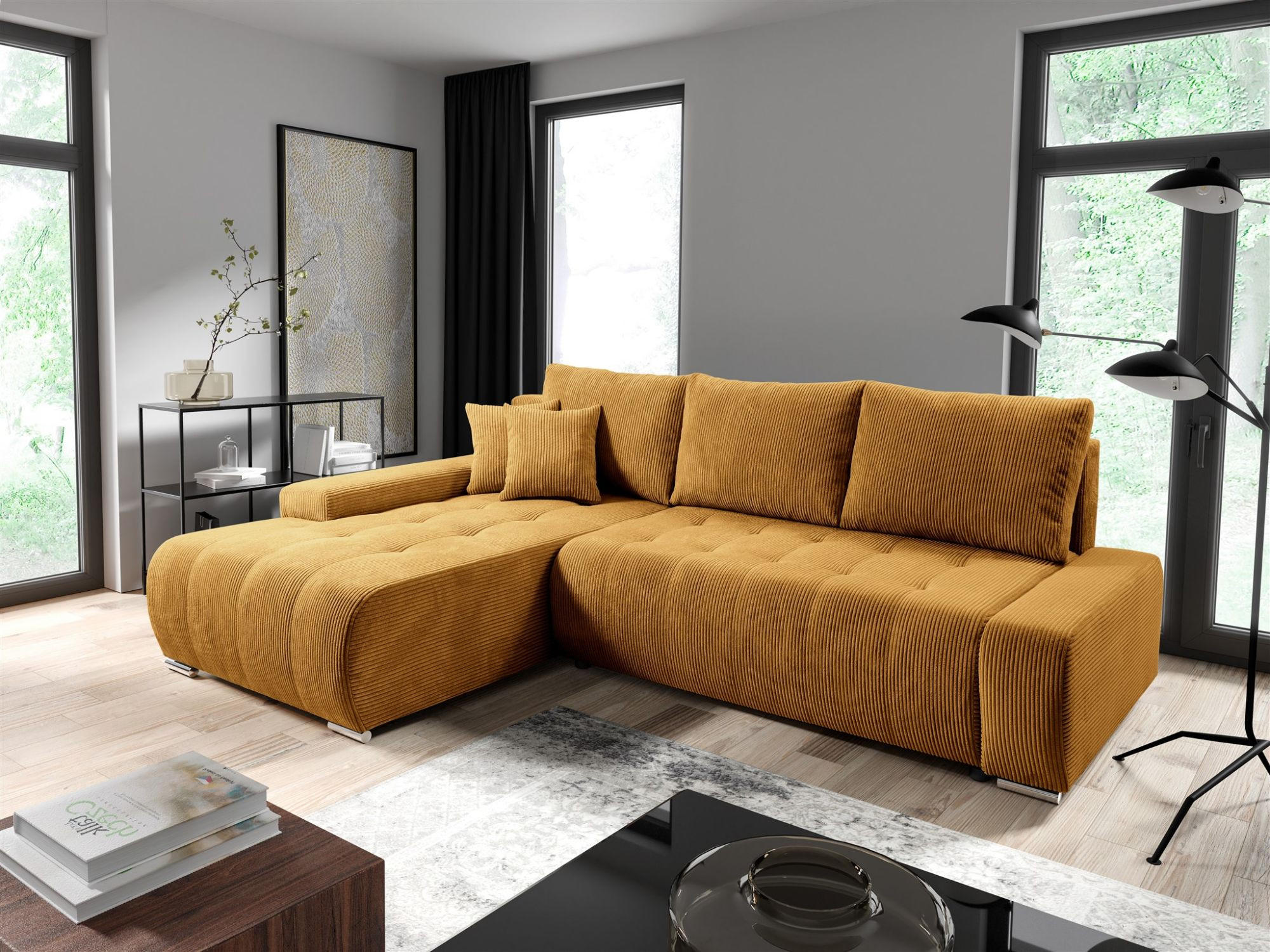 ECKSOFA Vogar In Poso - Dunkelgelb, Holzwerkstoff/Textil (265/185cm) - Fun Möbel