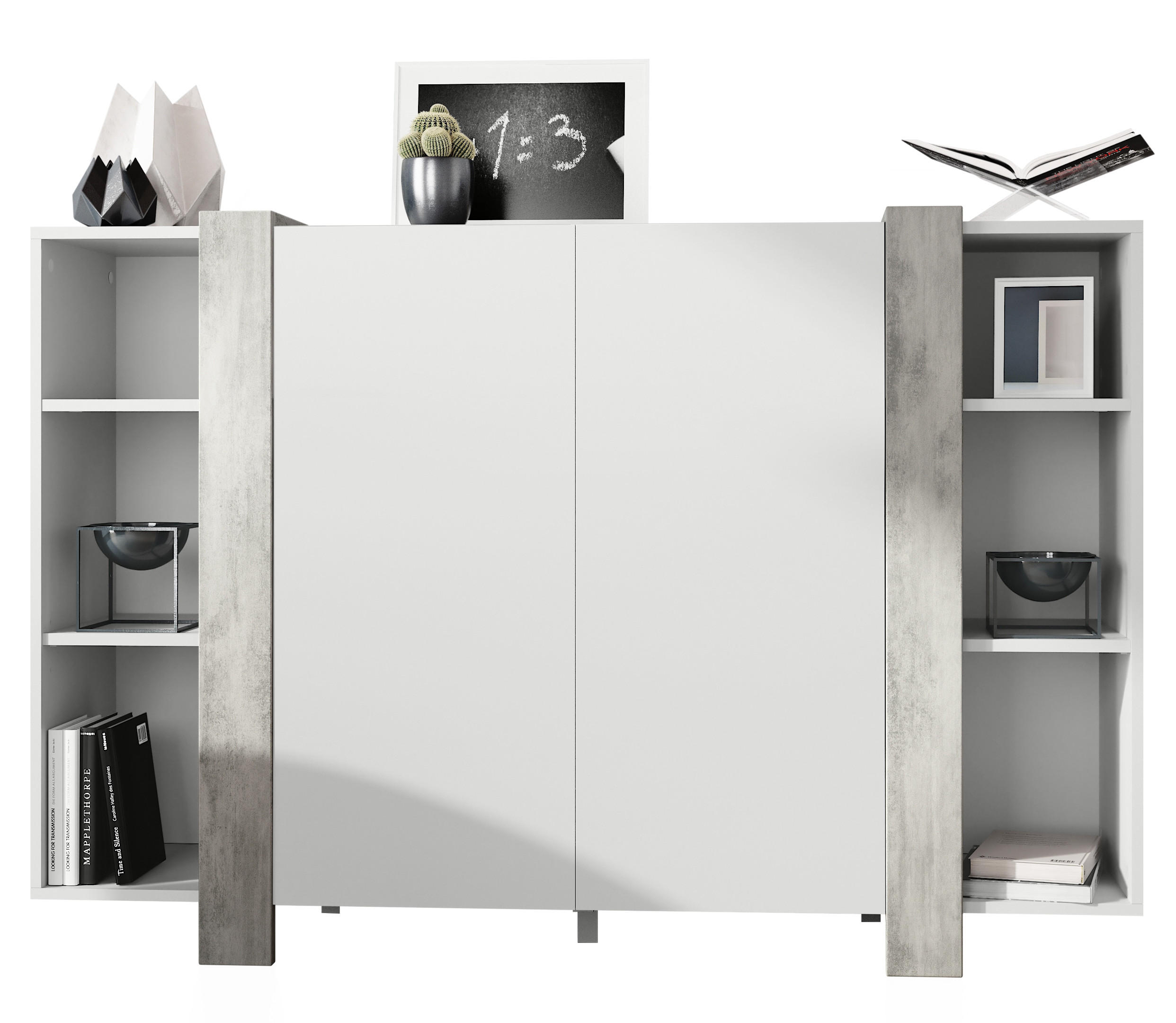 HIGHBOARD Ida Blenden in Beton Oxid Optik - Hellgrau, Holzwerkstoff (149/101/34cm) - Vladon