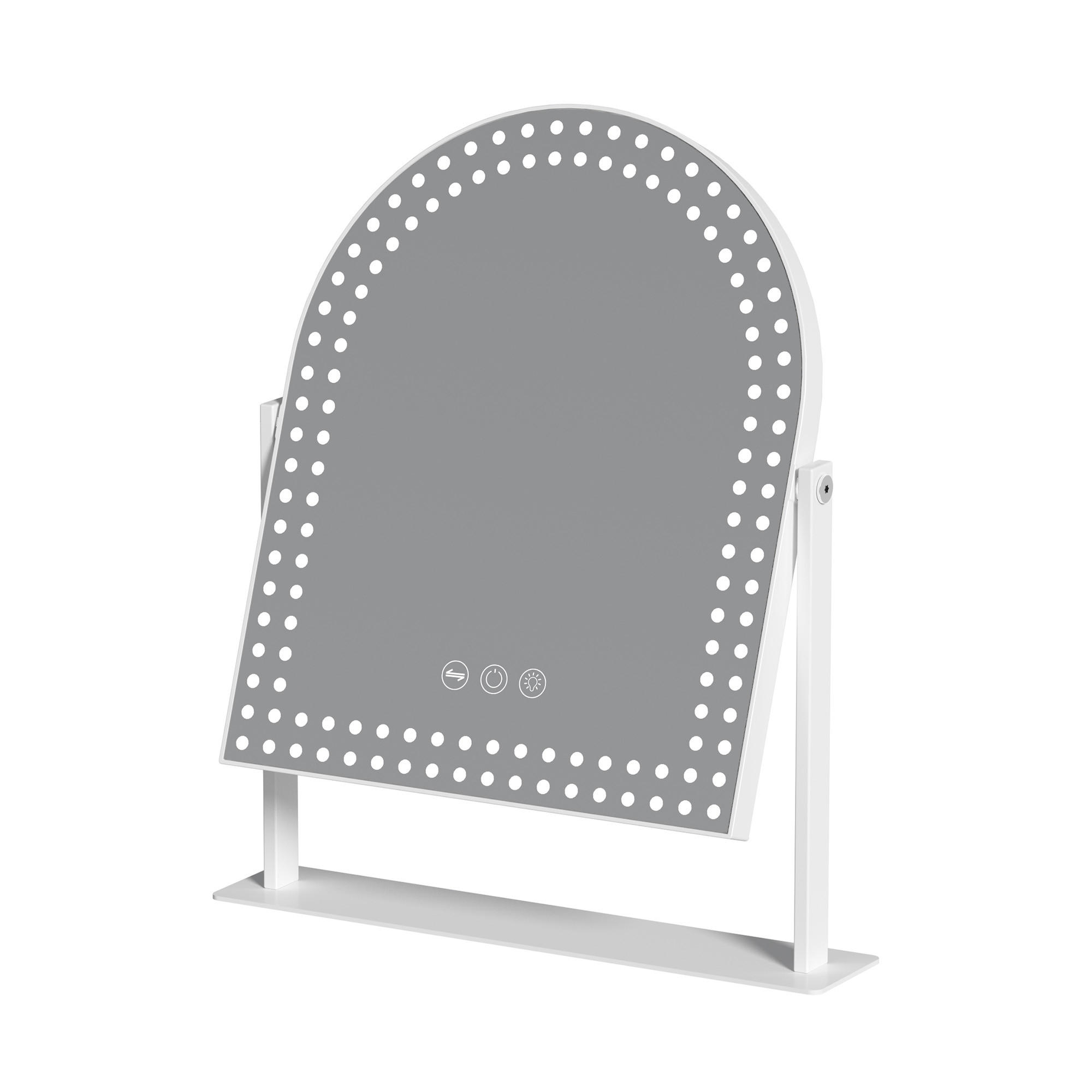 SCHMINKSPIEGEL mit Beleuchtung Weiß 25/30 cm - Weiß, Metall (25/30/3cm) - VANITII
