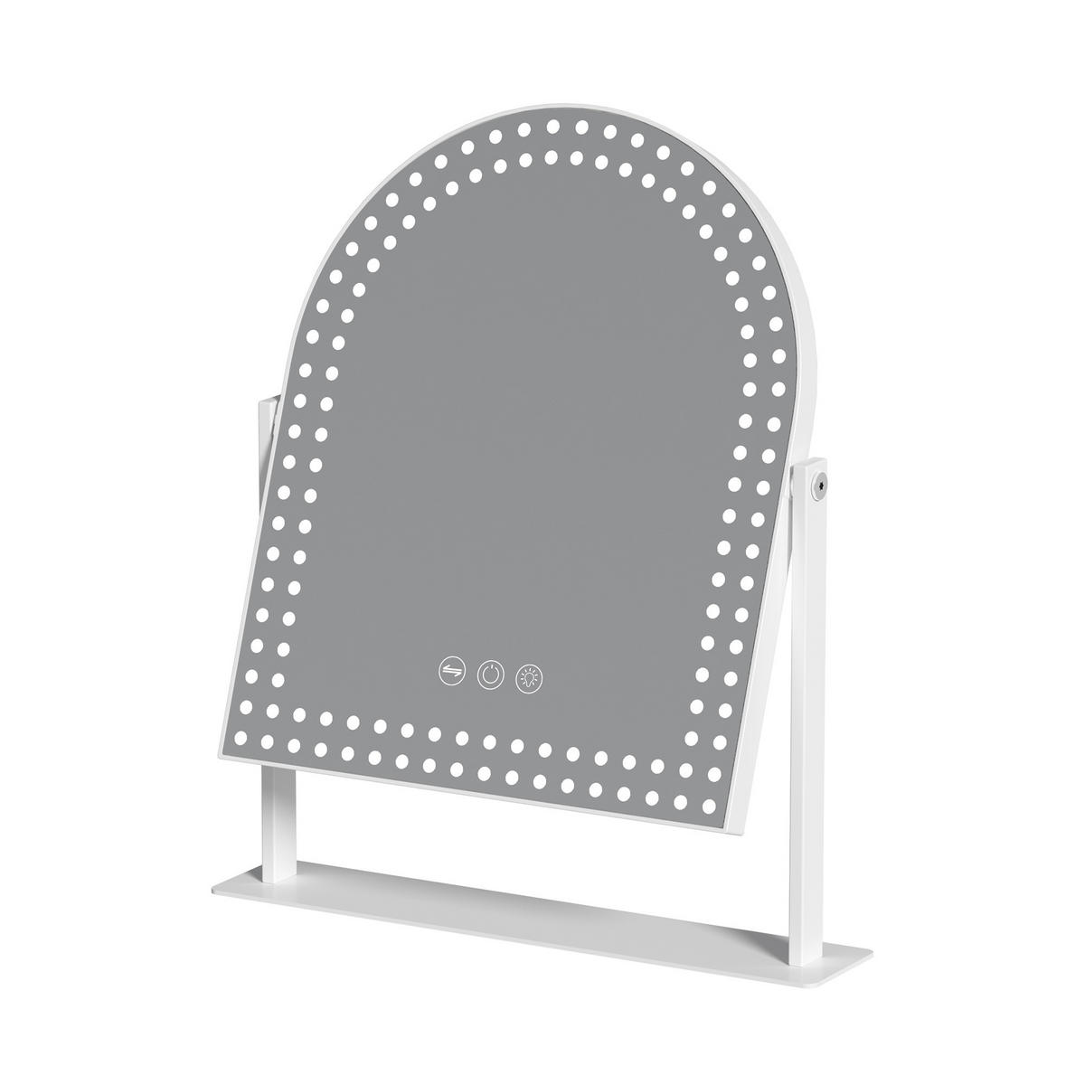 SCHMINKSPIEGEL mit Beleuchtung Weiß 25/30 cm - Weiß, Metall (25/30/3cm) - VANITII