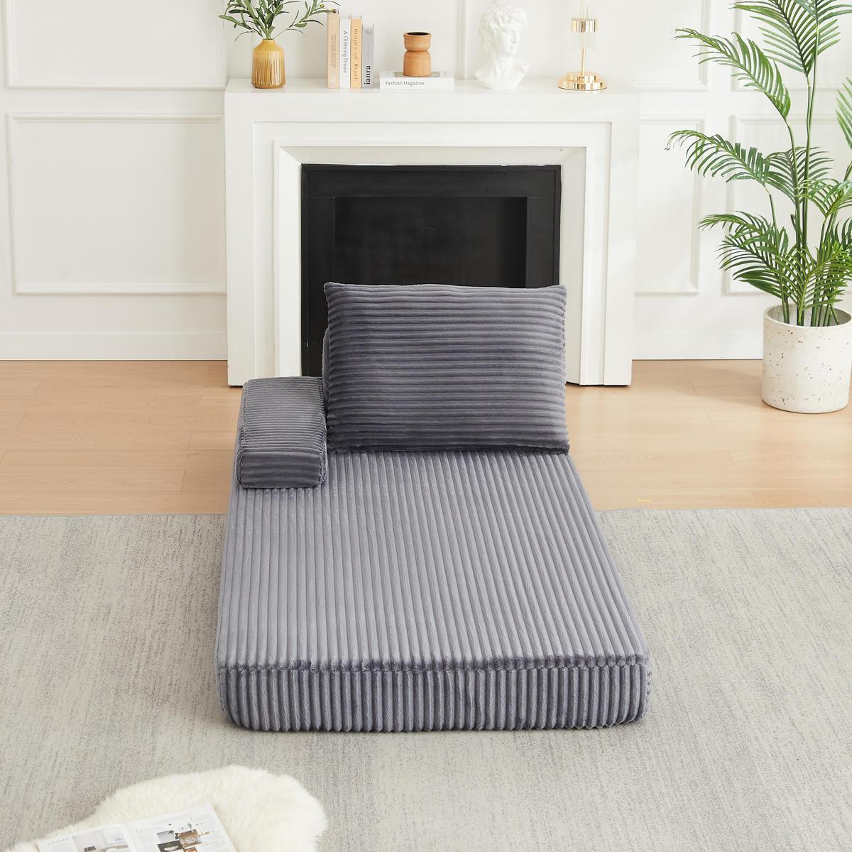 RÉCAMIERE 211 cm frei kombinierbar mit dreieckigen Rückenlehnen, DE-42722, Grau - Grau, Textil (211.5/48/106.5cm) - ComfortXL