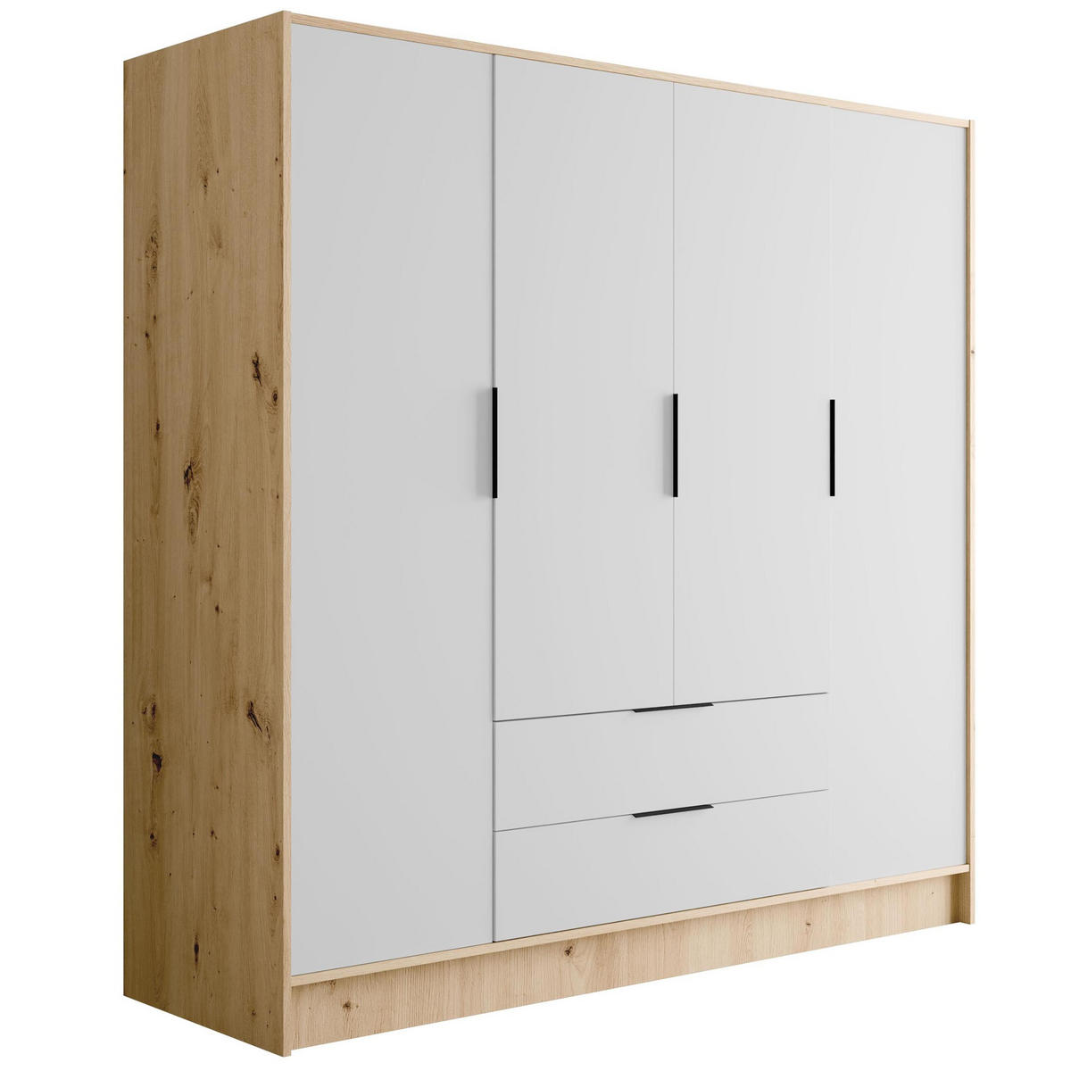 KLEIDERSCHRANK mit Flügeltüren KOLIN 200x200cm Artisan / Weiß - Eiche Artisan/Weiß, Holzwerkstoff (200/200/51cm) - ALTDECOR
