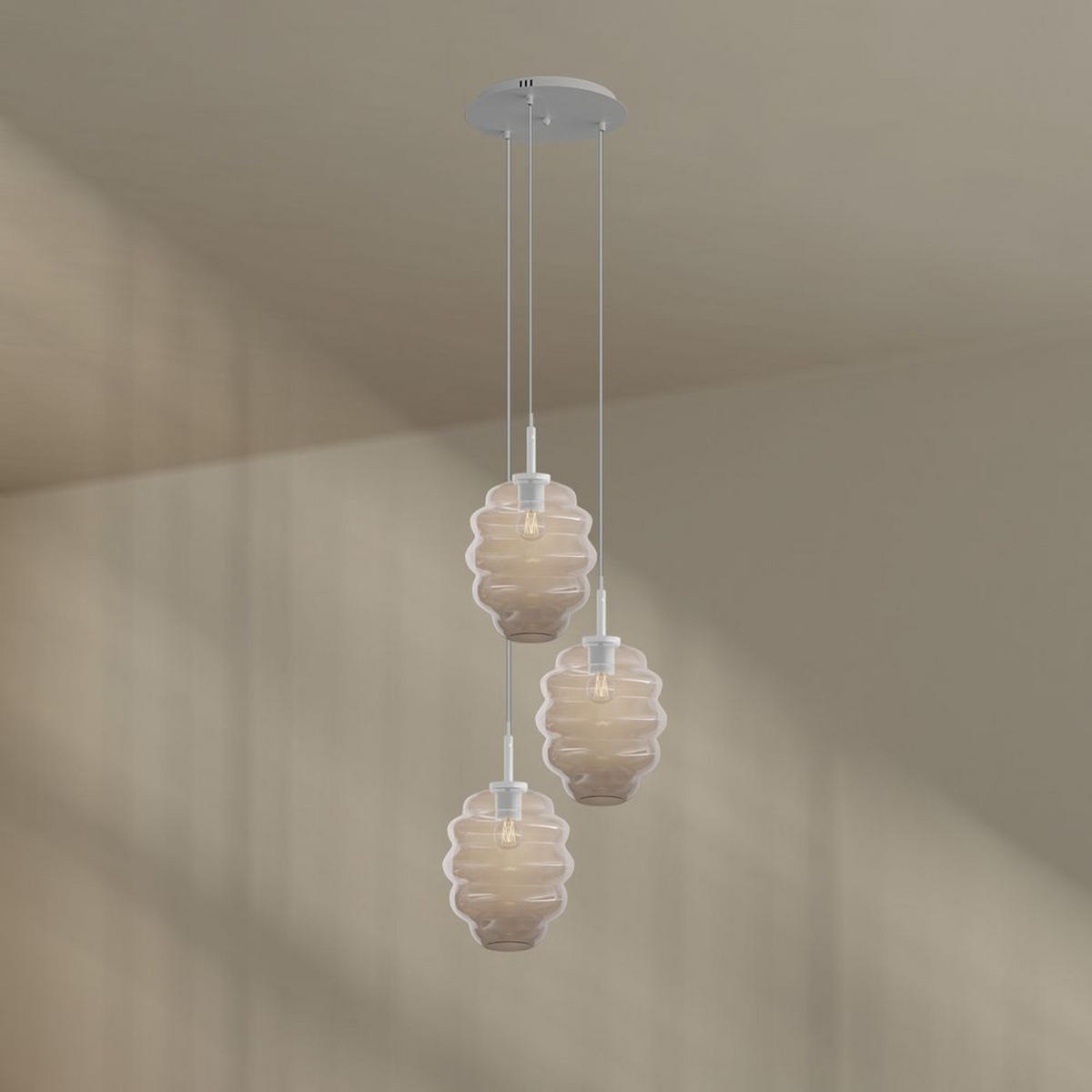 GALERIELEUCHTE Echos 3-flammig Rauch Ø 25cm - Anthrazit/Weiß, Glas (25/25/28cm) - s.luce