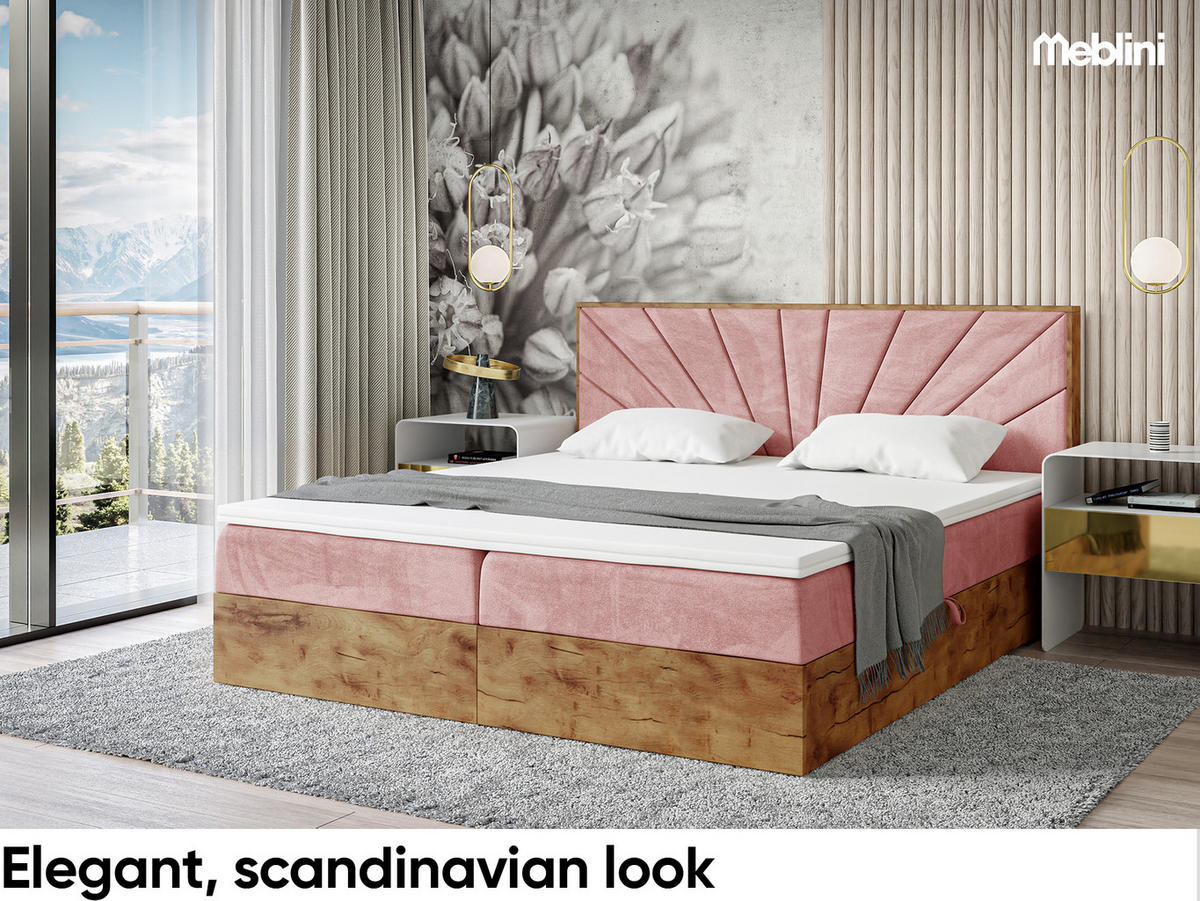 BOXSPRINGBETT Lofty 7 H3 - Rosa, Holzwerkstoff (120/200cm) - Meblini