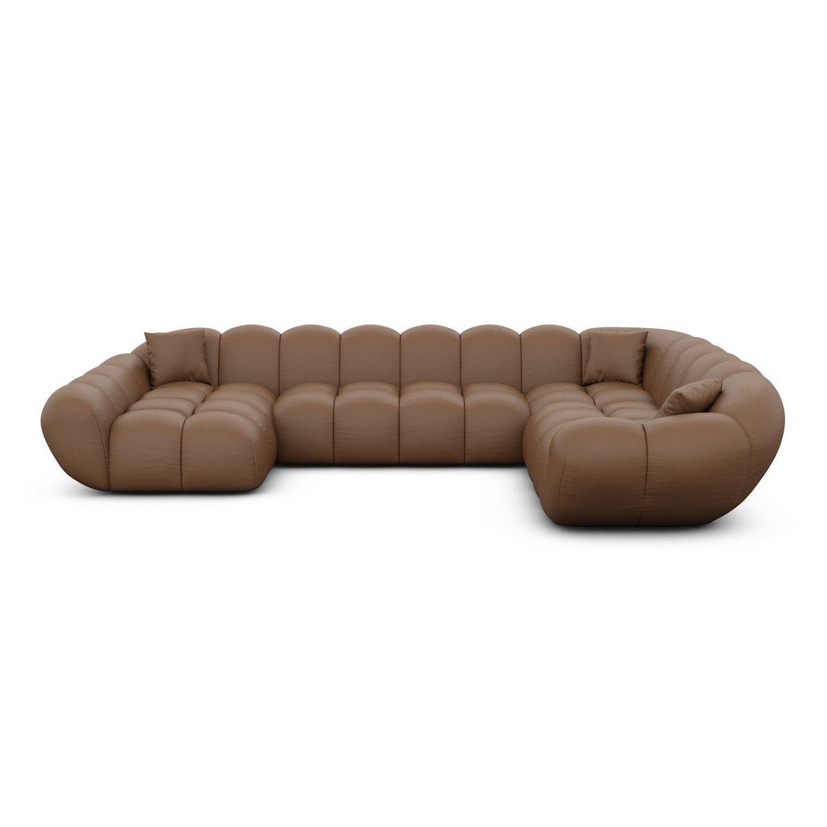 WOHNLANDSCHAFT Liva Braun Kunstleder U-Form XXL Links - Braun, Kunststoff (323/70/258cm) - VAROYAL