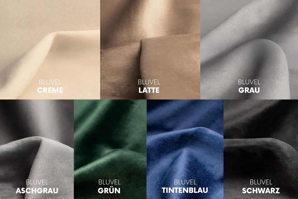 ECKSOFA L-Form Bolla, stoff Bluvel, Schwarz, Links - Schwarz, Holz (288/192cm) - Kaiser Möbel