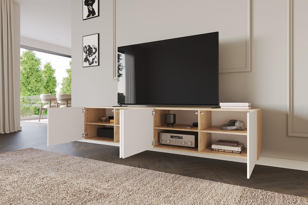 LOWBOARD KITO-W 2x100x40x41 cm - Artisan / Weiß - Weiß, Holzwerkstoff (200/40/41cm) - ALTDECOR